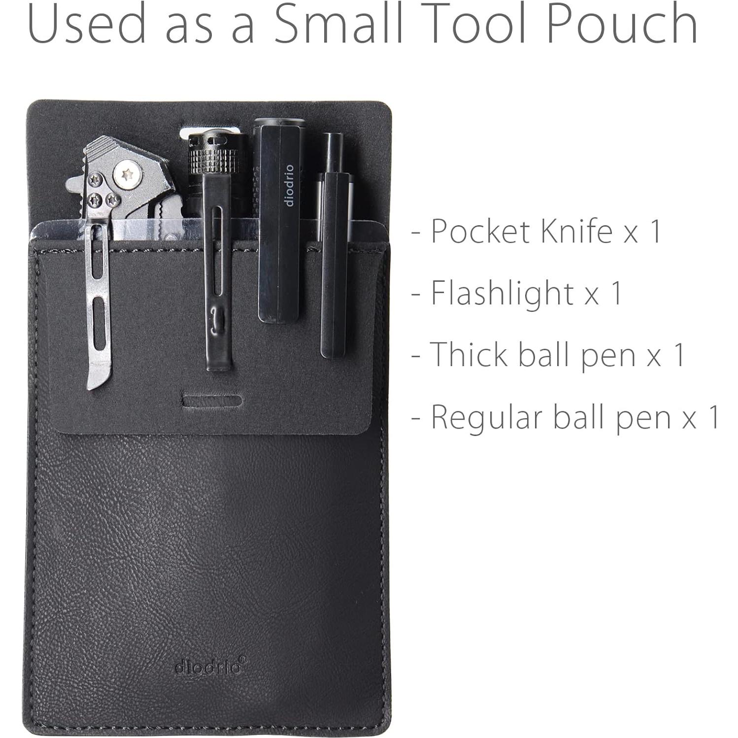 Protector de Bolsillo Diodrio para 5 Bolígrafos, Cuero PU Negro, 2 Pzs