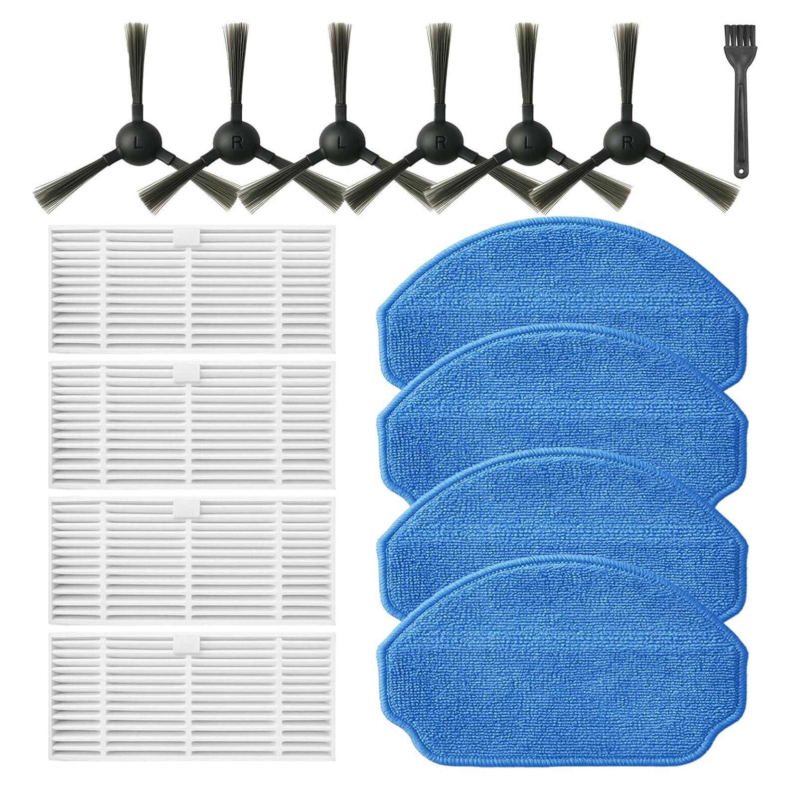 Piezas de Repuesto HUIZHEN para Robot Aspiradora BR151 - 6 Cepillos, 4 Filtros HEPA, 4 Paños de Mopa