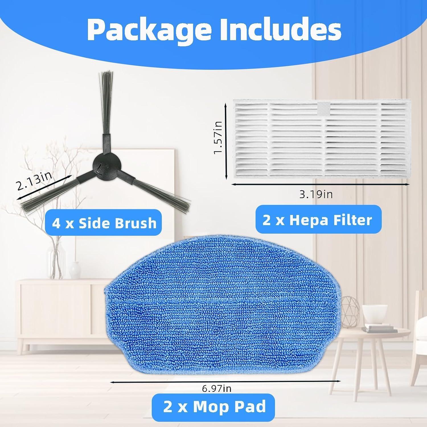 Piezas de Repuesto HUIZHEN para Robot Aspiradora BR151 - 6 Cepillos, 4 Filtros HEPA, 4 Paños de Mopa