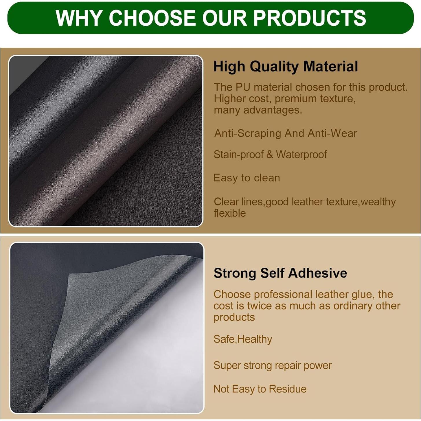 Parche de Cuero Autoadhesivo BONAIER 43x200cm Negro