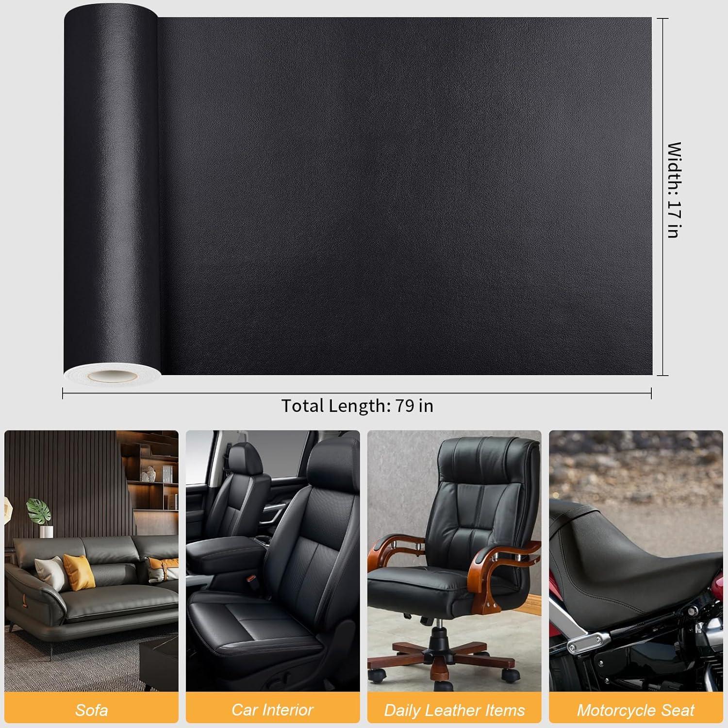 Parche de Cuero Autoadhesivo BONAIER 43x200cm Negro