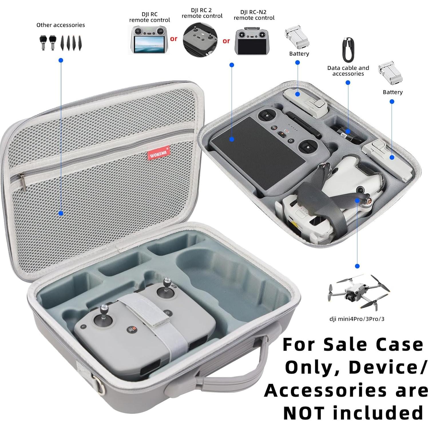 Estuche Protector Duro WOKEMA para Dji Mini 4 Pro/3 Pro Gris