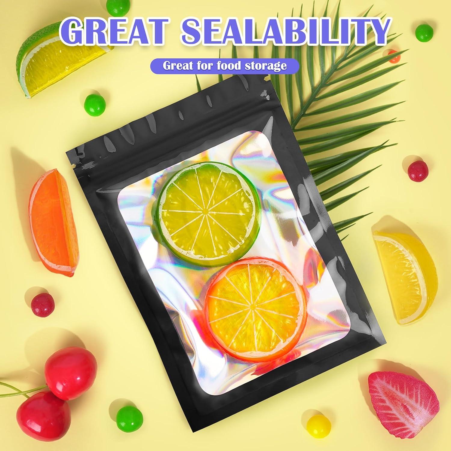 100 Bolsas Mylar Reutilizables Jetmore 6.1x9.9cm a Prueba de Olores