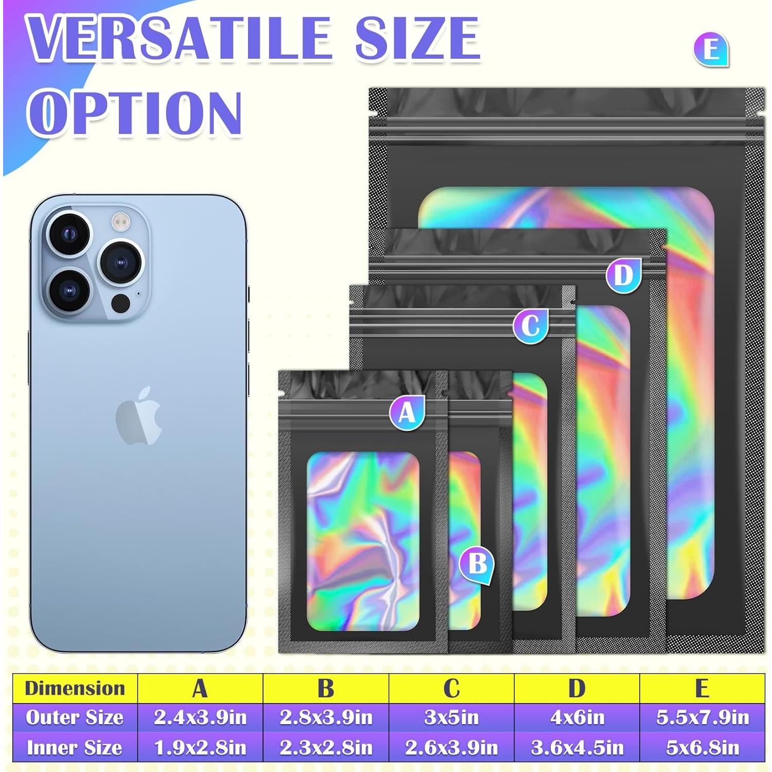 100 Bolsas Mylar Reutilizables Jetmore 6.1x9.9cm a Prueba de Olores