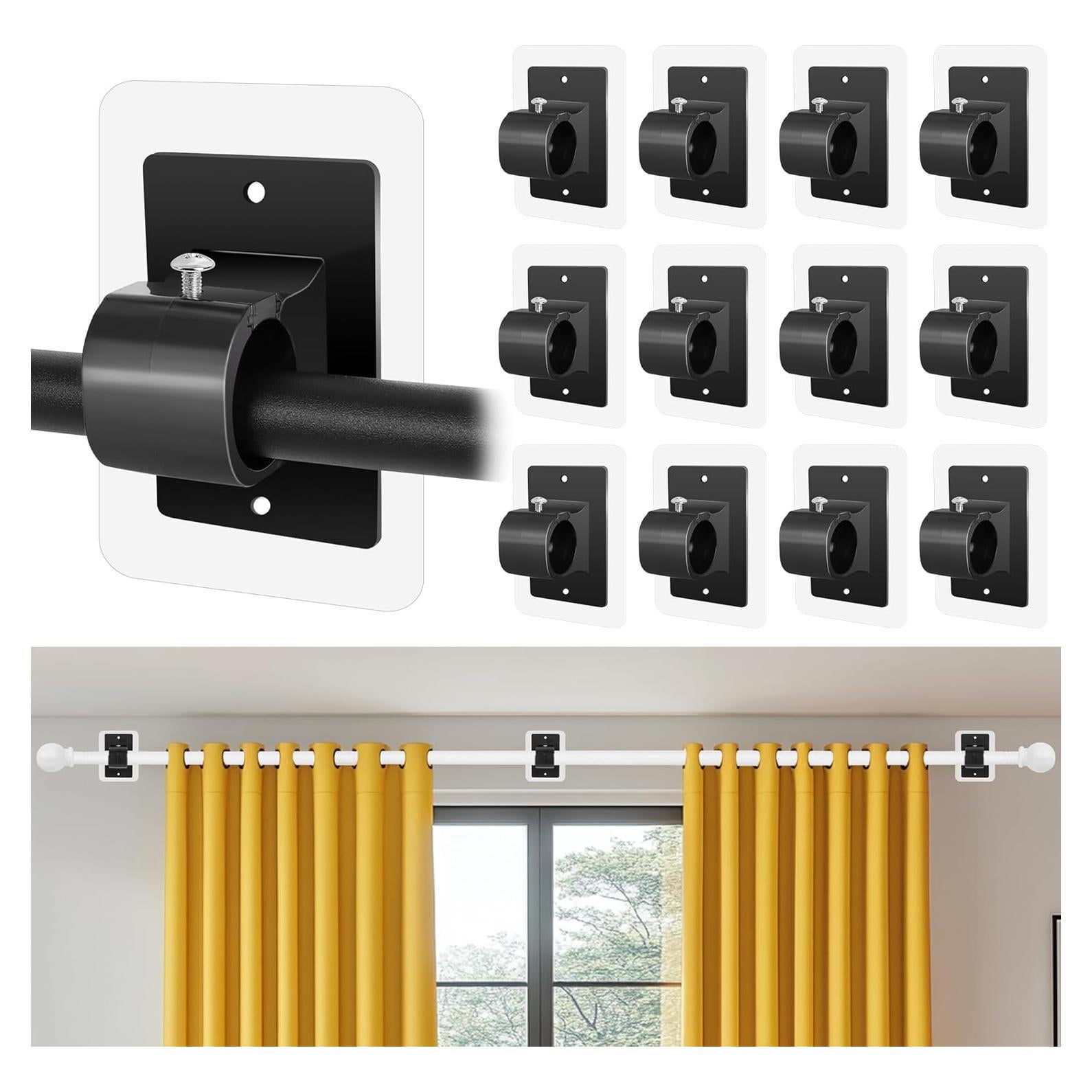 Soporte de Varilla de Cortina Sin Taladro Tidisort 12PCS Negro