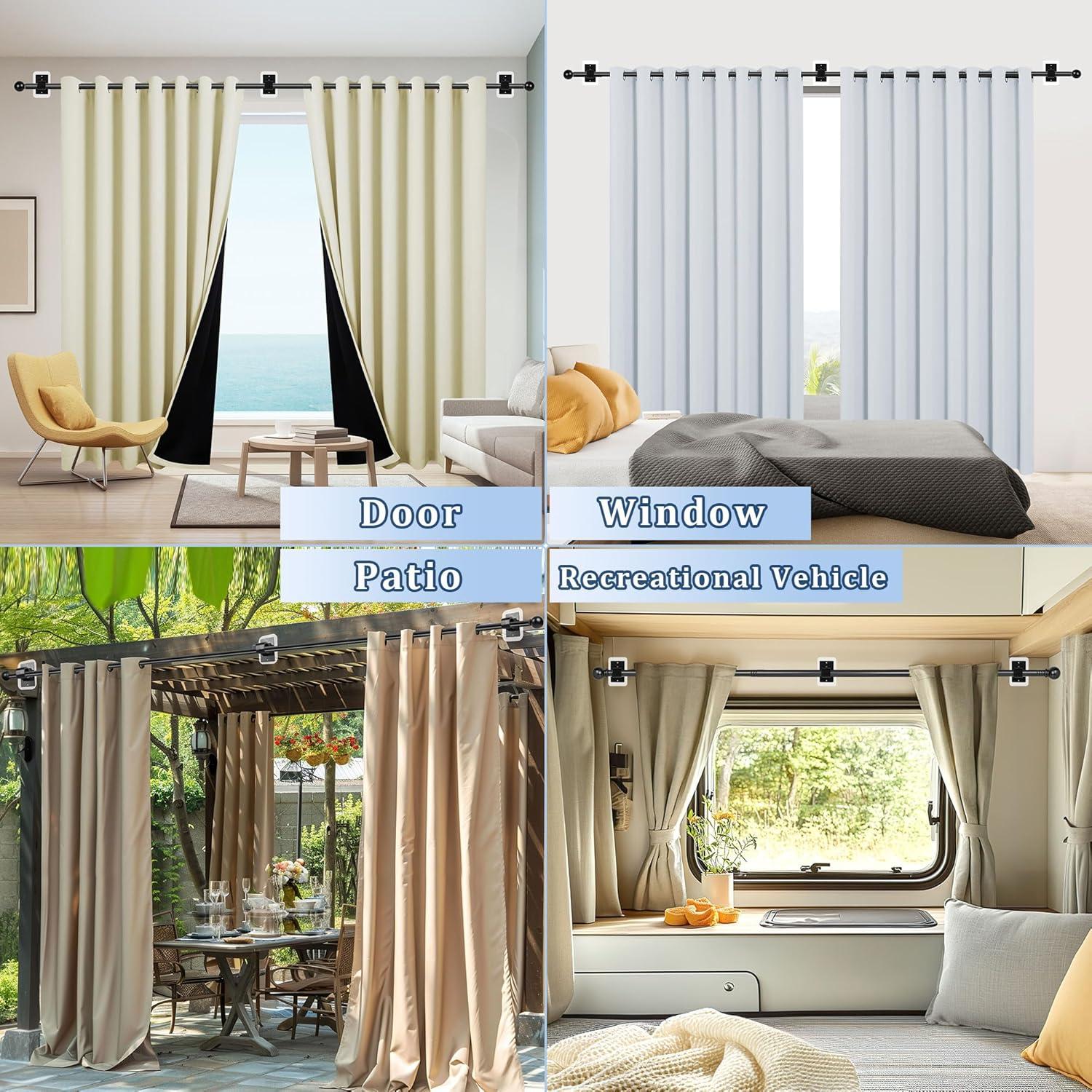 Soporte de Varilla de Cortina Sin Taladro Tidisort 12PCS Negro