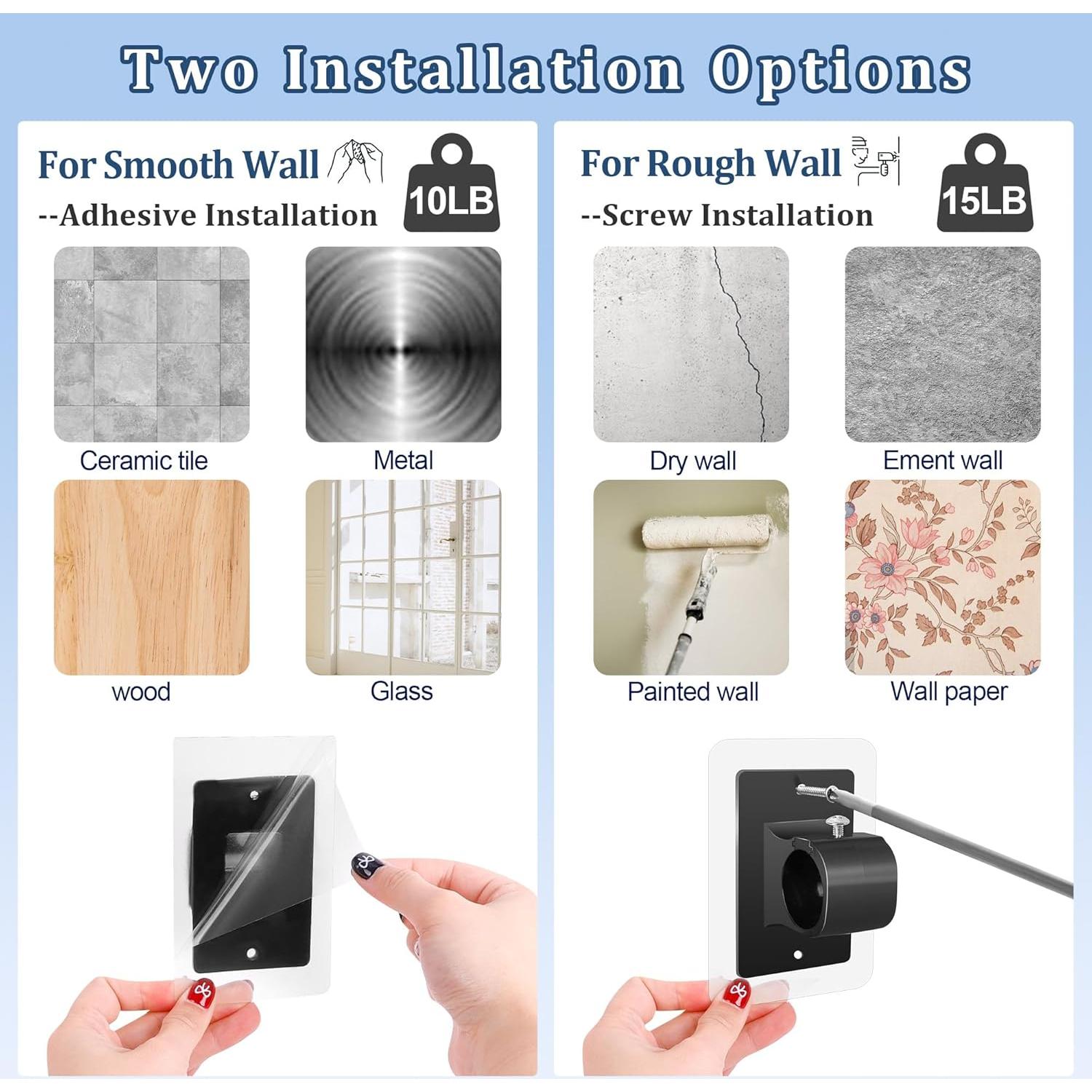 Soporte de Varilla de Cortina Sin Taladro Tidisort 12PCS Negro