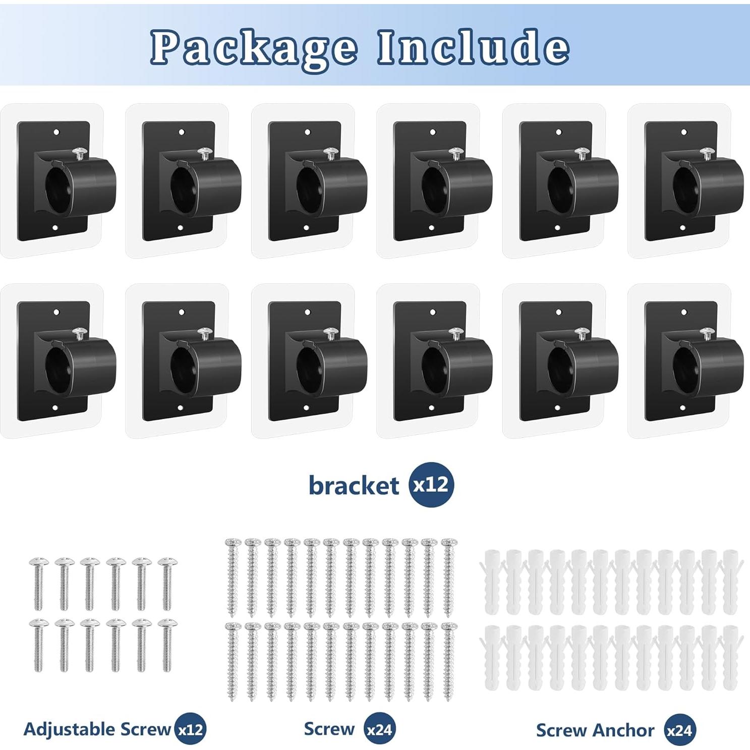 Soporte de Varilla de Cortina Sin Taladro Tidisort 12PCS Negro