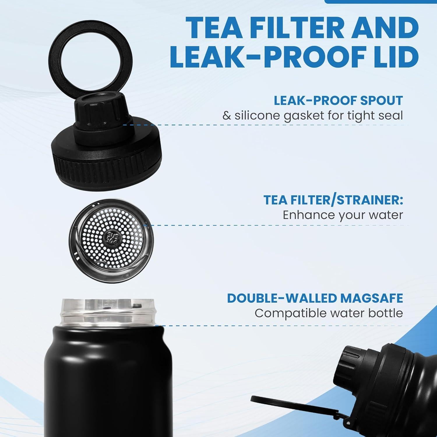 Botella de Agua 24 oz Marca Alegre Acero Inoxidable Negro