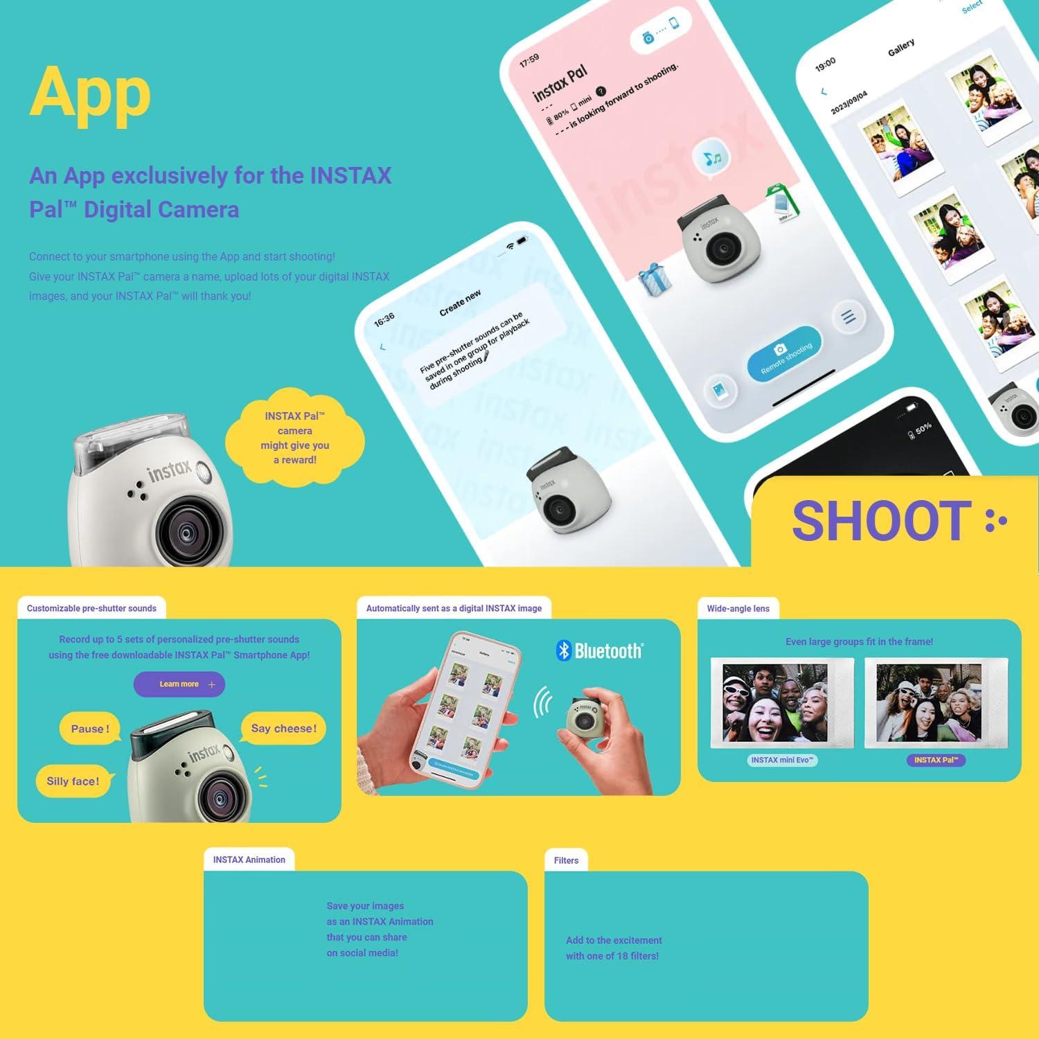 Cámara Digital Fujifilm INSTAX PAL Azul Lavanda + Accesorios