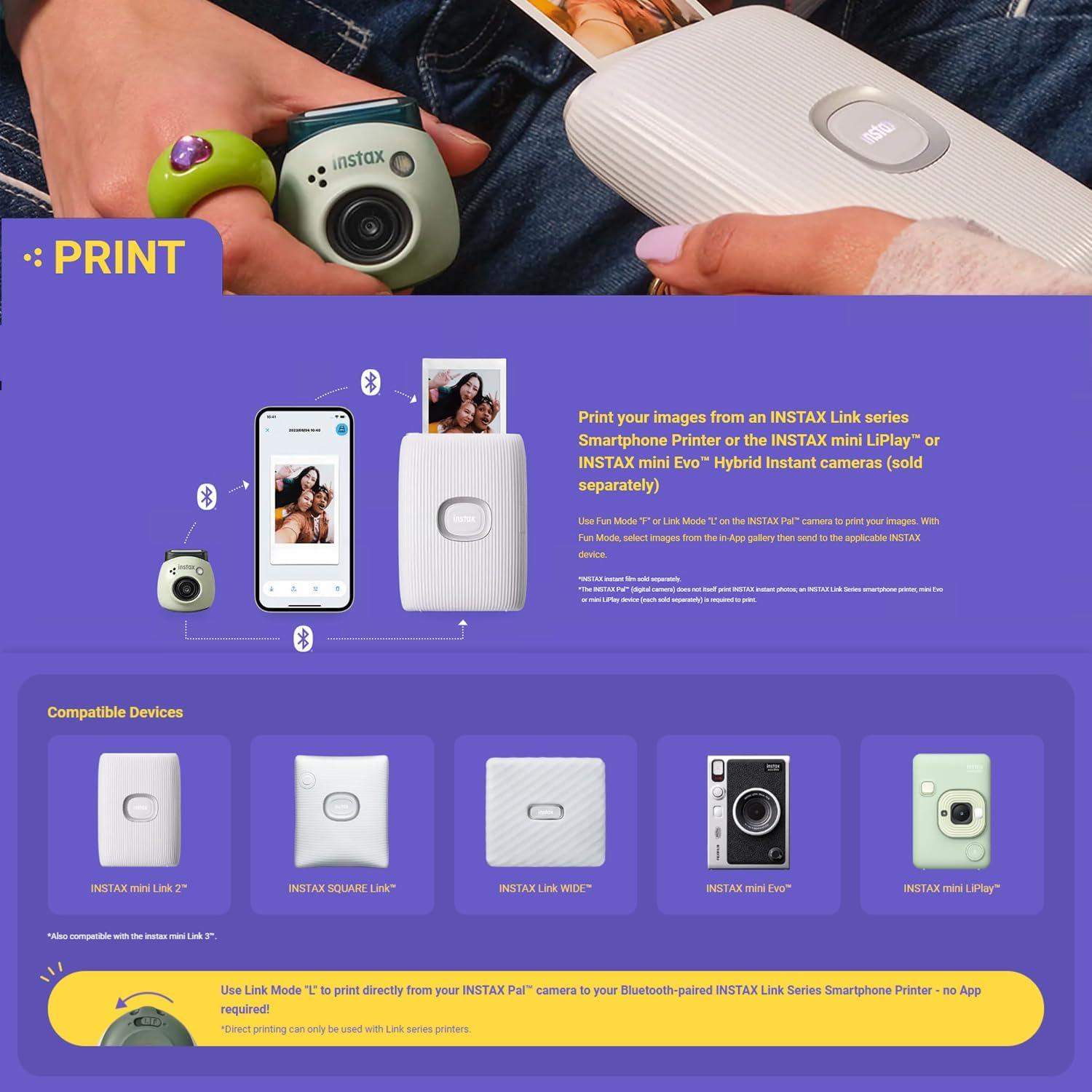 Cámara Digital Fujifilm INSTAX PAL Azul Lavanda + Accesorios