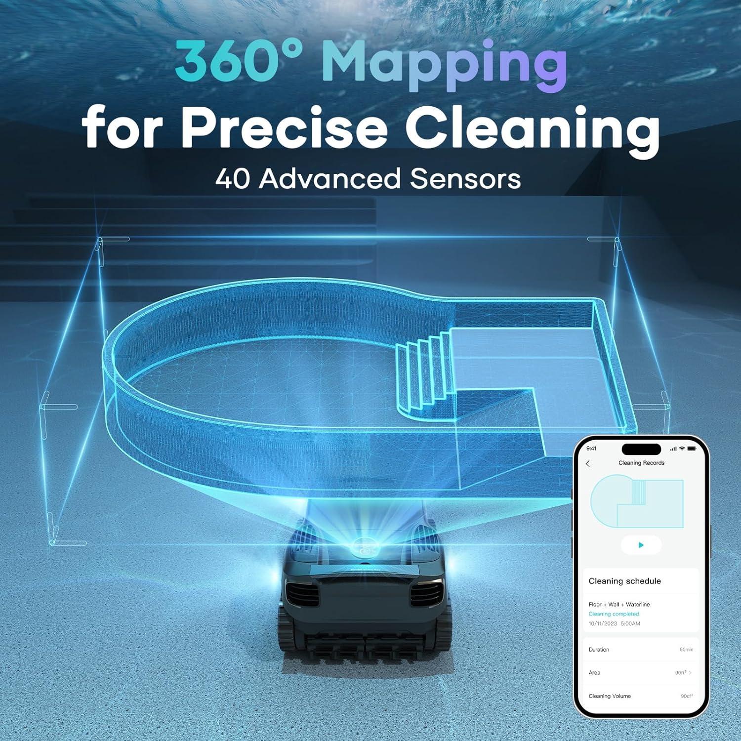 Aiper Scuba X1 Pro Max All-in-One Pool Cleaning Robot with Caddy, Pool Mapping, Adaptive Path, 8500 GPH Power, TVC Engine, Superior Filtration, Smart Surface Parking