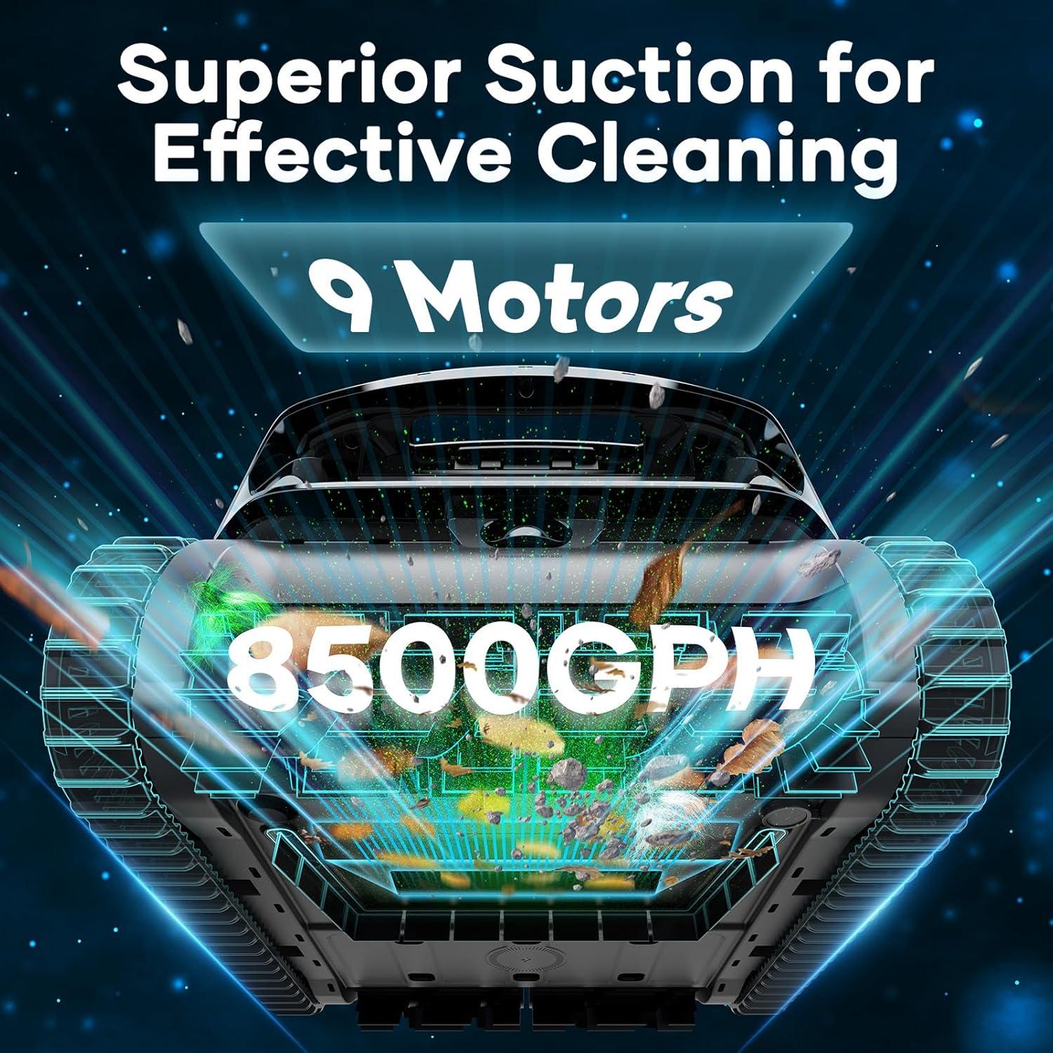 Aiper Scuba X1 Pro Max All-in-One Pool Cleaning Robot with Caddy, Pool Mapping, Adaptive Path, 8500 GPH Power, TVC Engine, Superior Filtration, Smart Surface Parking