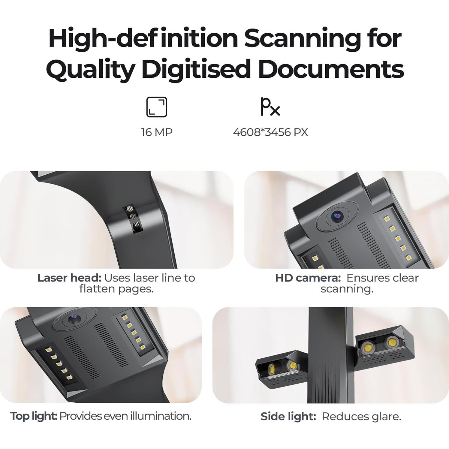 Escáner de Documentos CZUR ET16 Plus, 16MP, A3, OCR 186 Idiomas