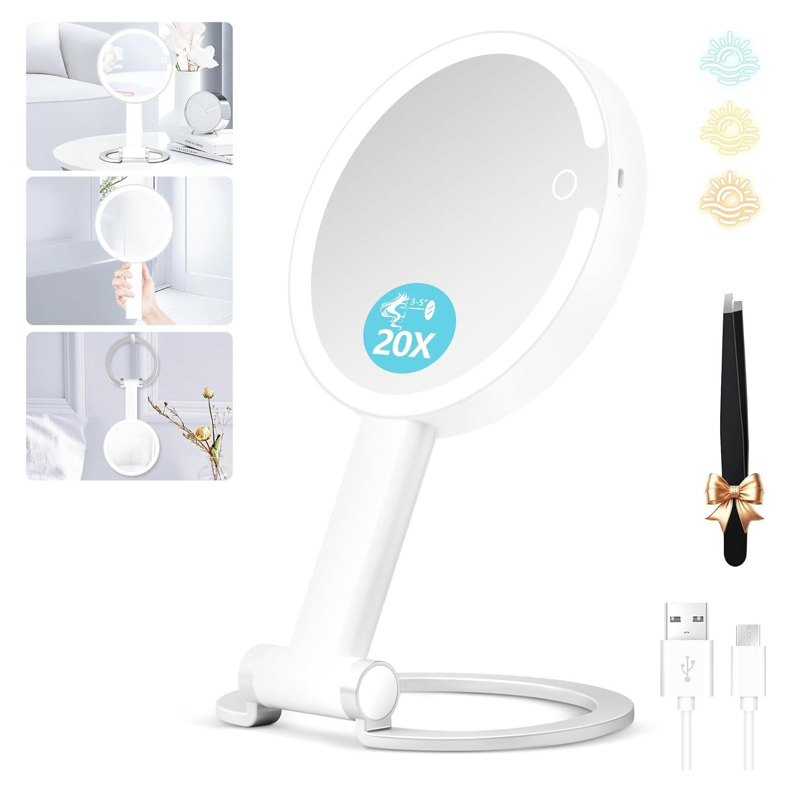 Espejo de Maquillaje Aumentado MIYADIVA 1X y 20X 19.8 cm