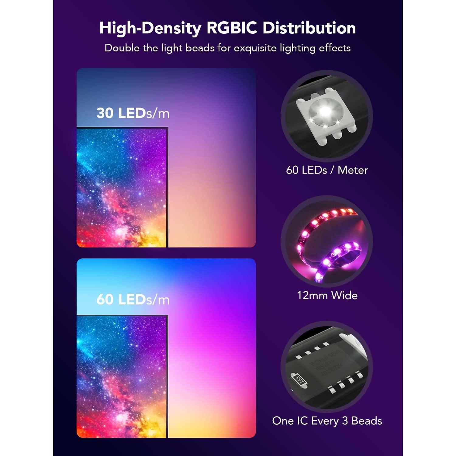 Govee T2 Luz LED de Fondo para TV 3.6m RGBIC 140-165cm