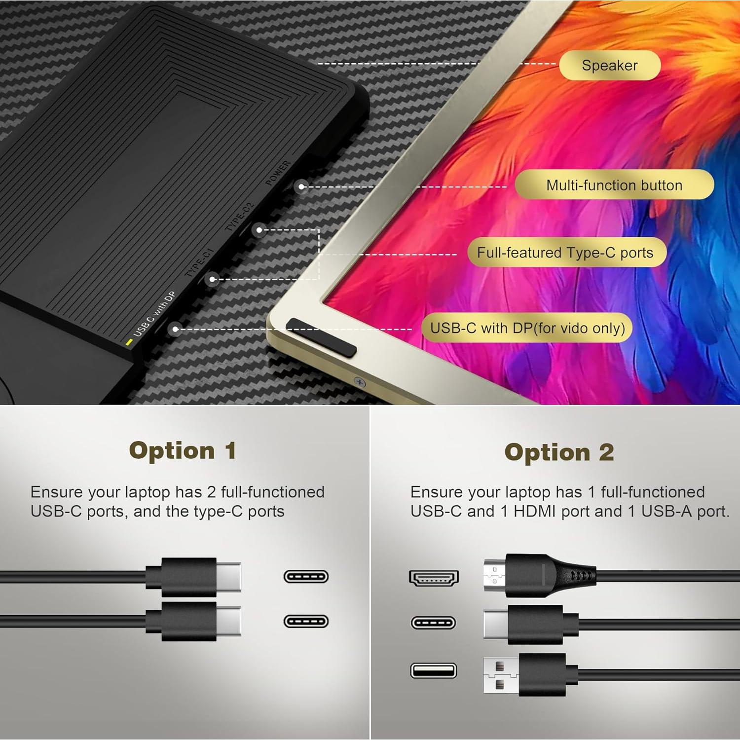 Extensor de Pantalla Portátil Macsecor 15.6" FHD 1080P