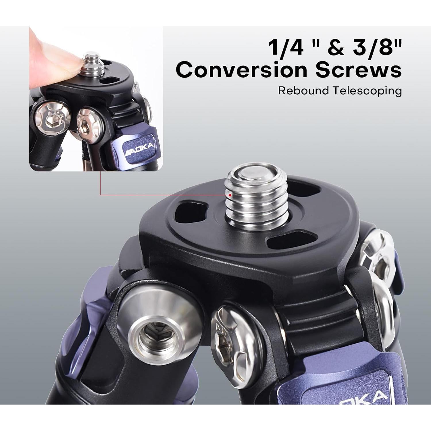 AOKA 15.75in/0.99lb Mini Carbon Fiber Tripod, Compact Pocket Travel Tabletop Tripod Stand for Phone, SLR, Digital Camera,Projector, Webcam, with Metal Phone Mount & Extended Center Shaft Rod