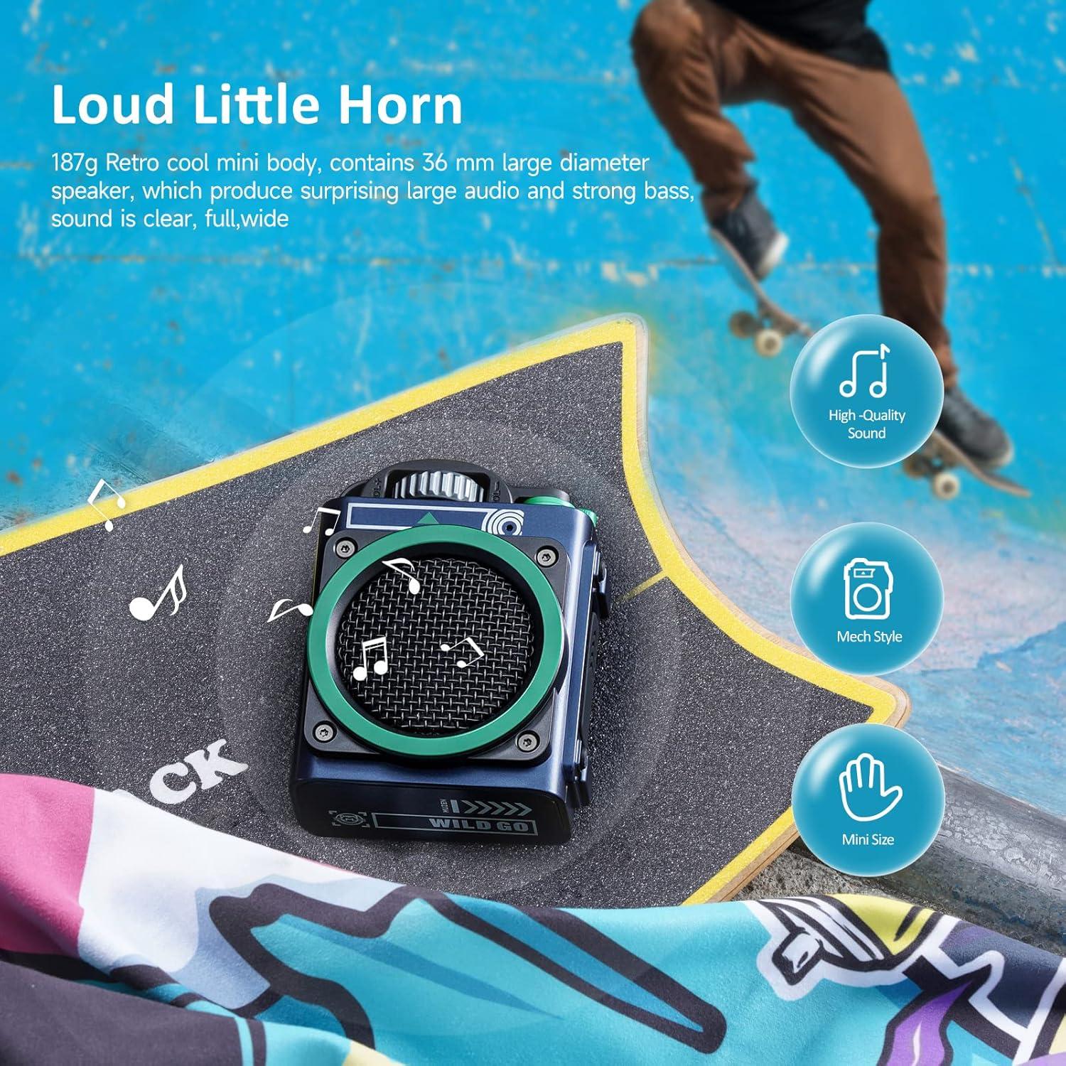 Muzen Wild Go Portable Bluetooth Speaker, IPX5 Waterproof, 8H Playtime, 36mm Speaker, Vibrant Adventurous Style, White, 1 Year Warranty