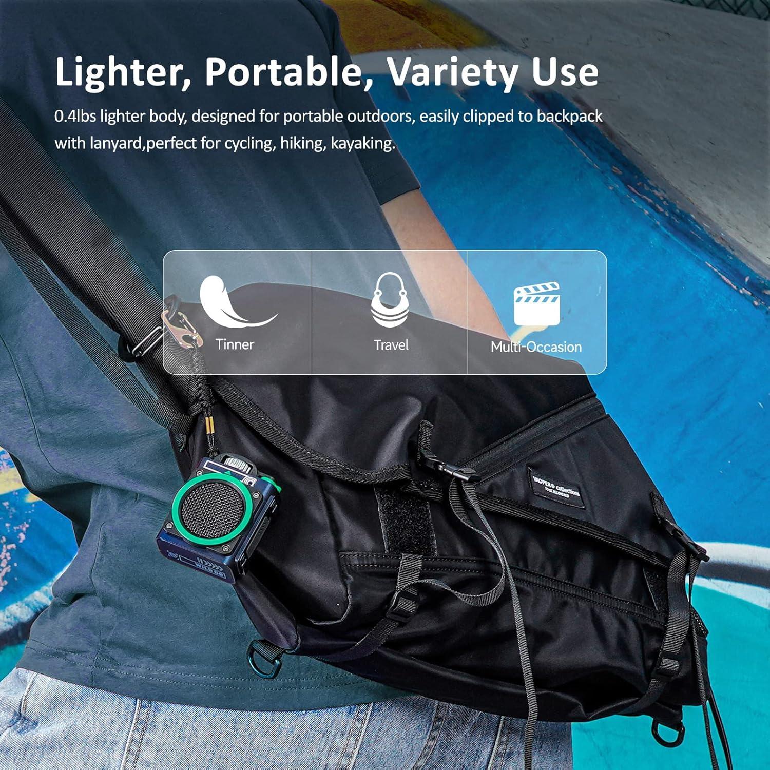 Muzen Wild Go Portable Bluetooth Speaker, IPX5 Waterproof, 8H Playtime, 36mm Speaker, Vibrant Adventurous Style, White, 1 Year Warranty