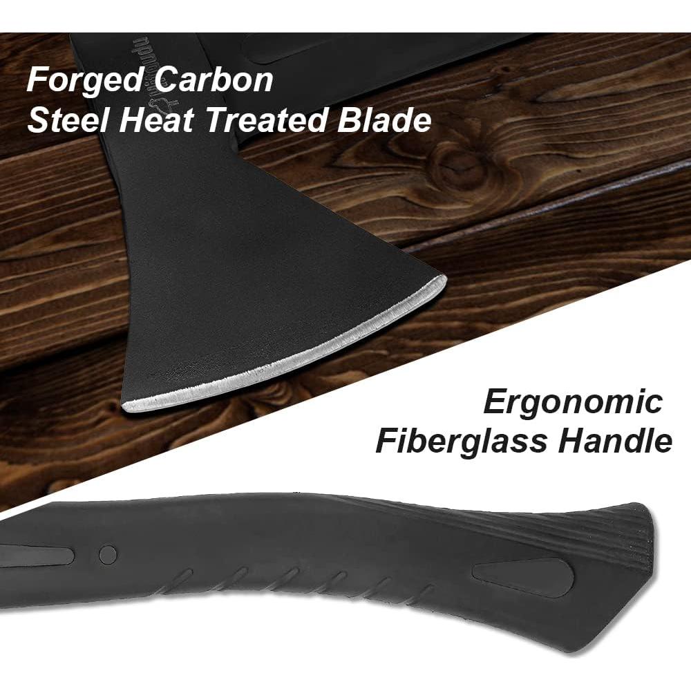 Hacha de Camping Hitdudu 36 cm con Funda de Nylon y Mango Ergonómico