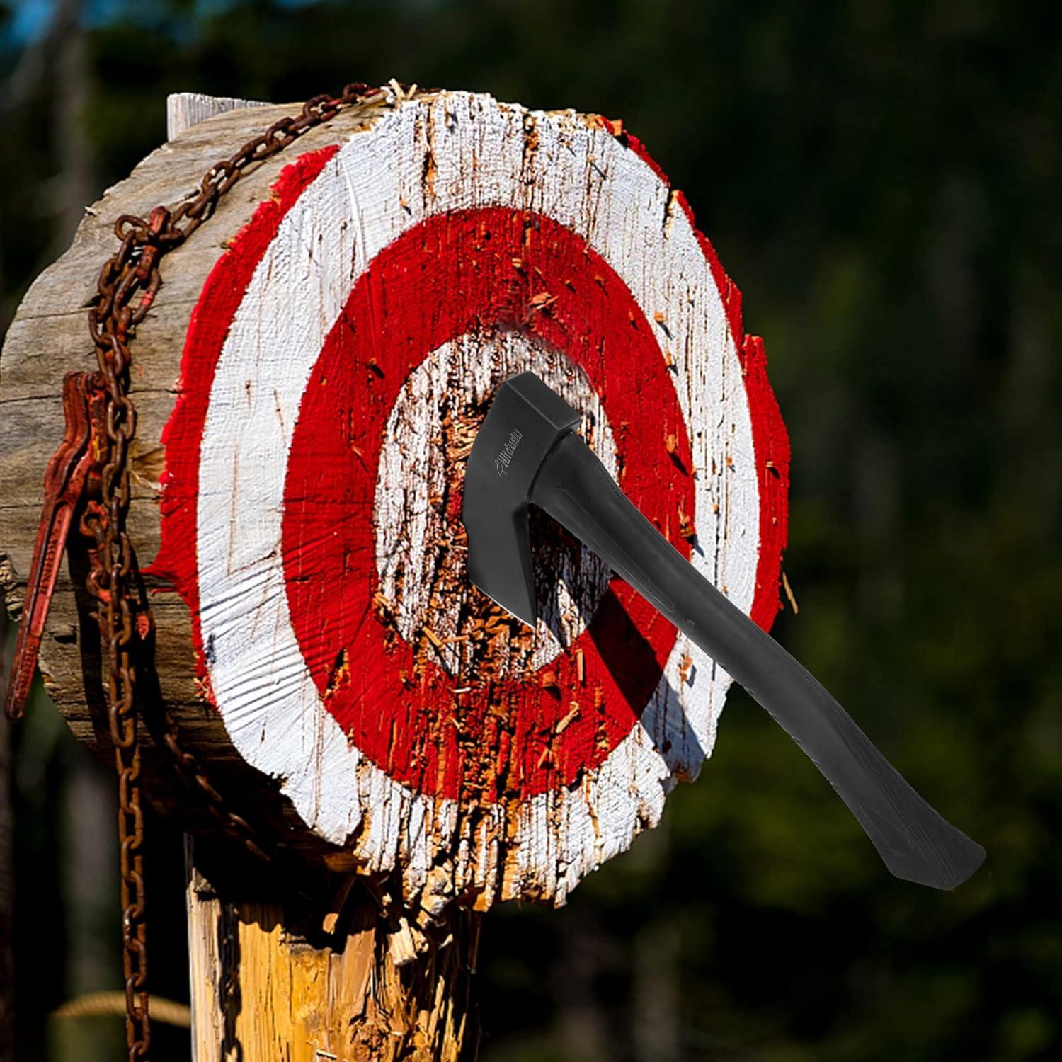 Hacha de Camping Hitdudu 36 cm con Funda de Nylon y Mango Ergonómico