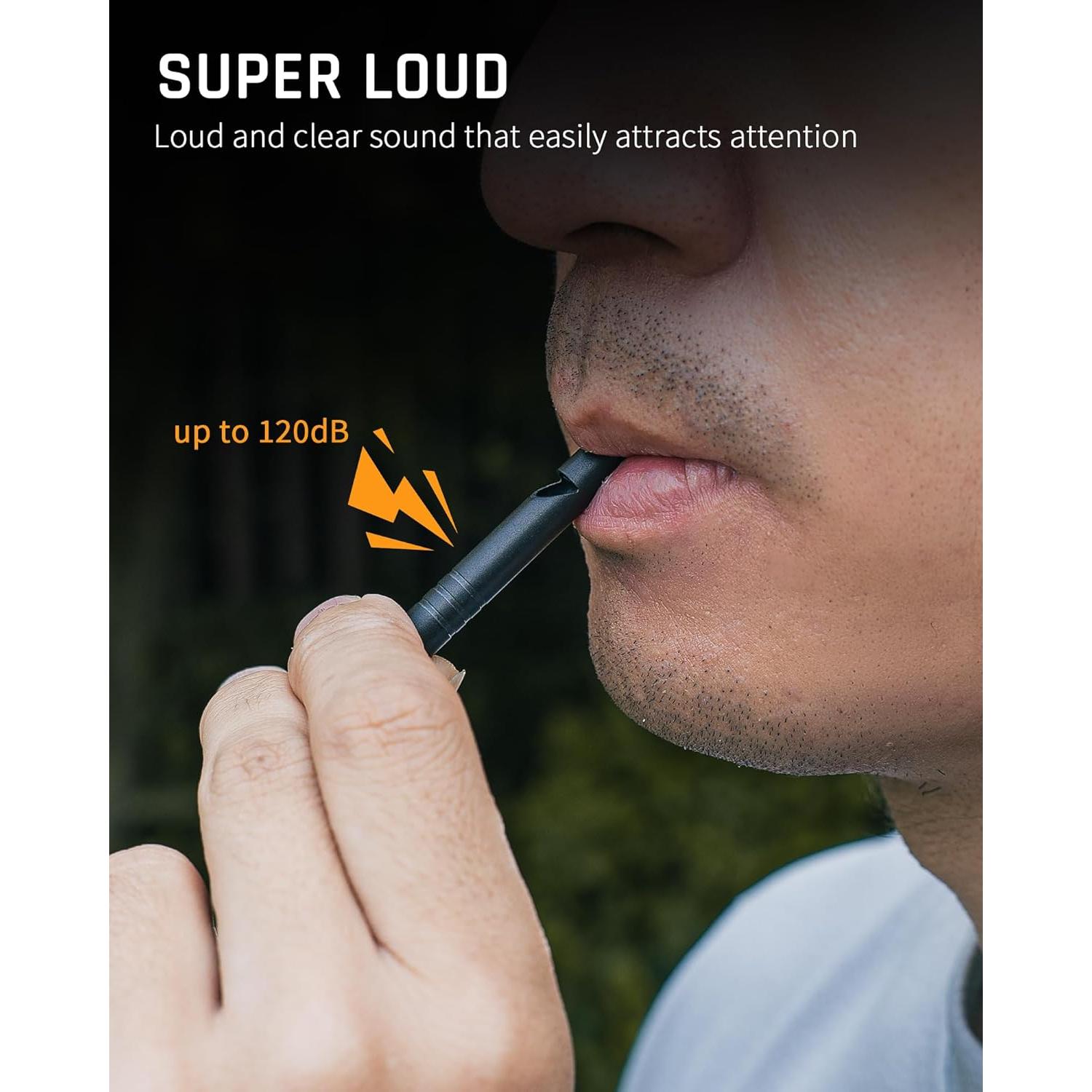 Silbato de Emergencia TISUR de Titanio 120dB con Cordón - 2PCS