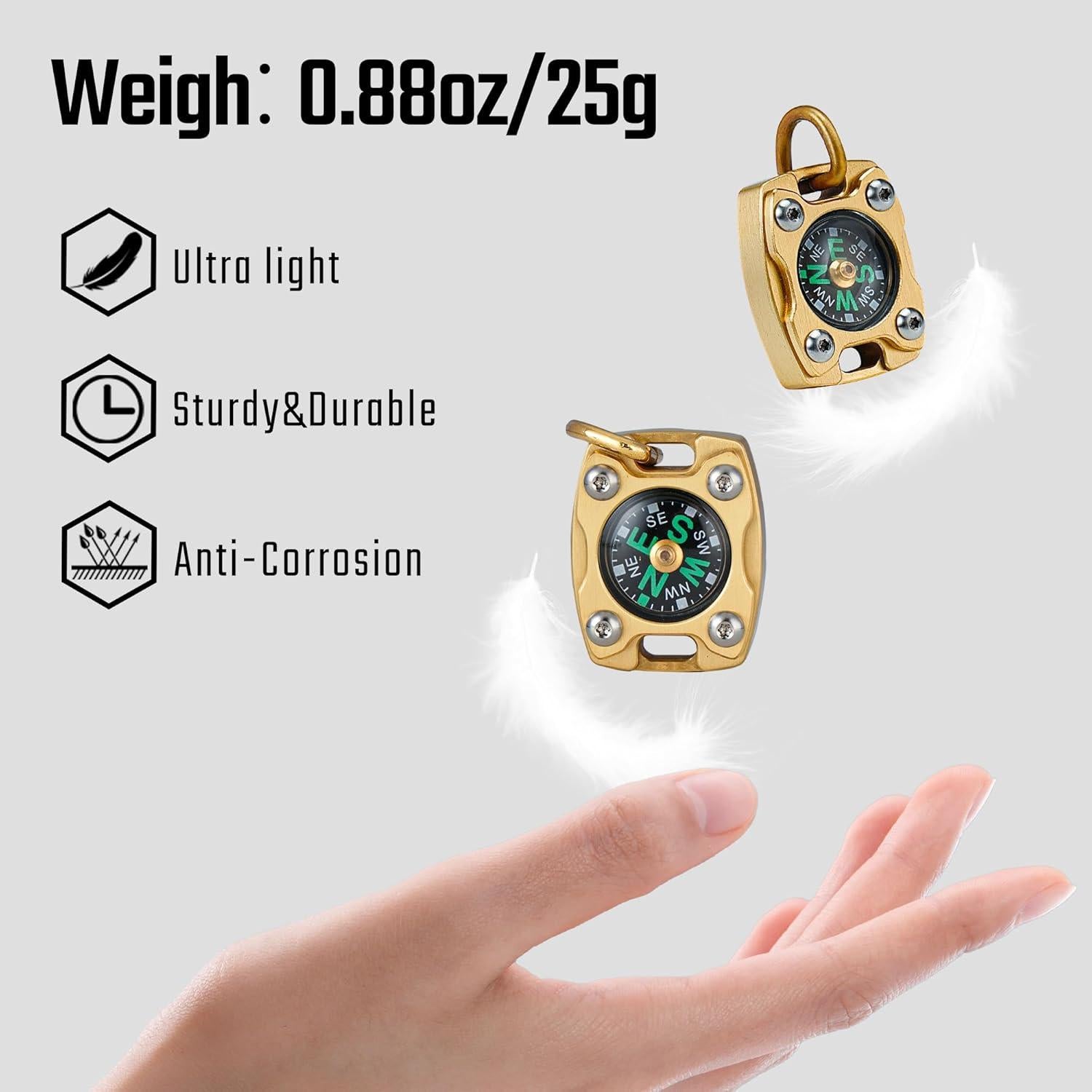 Mini Brújula MecArmy CMP2 de Latón IPX5, Luminosa y Compacta