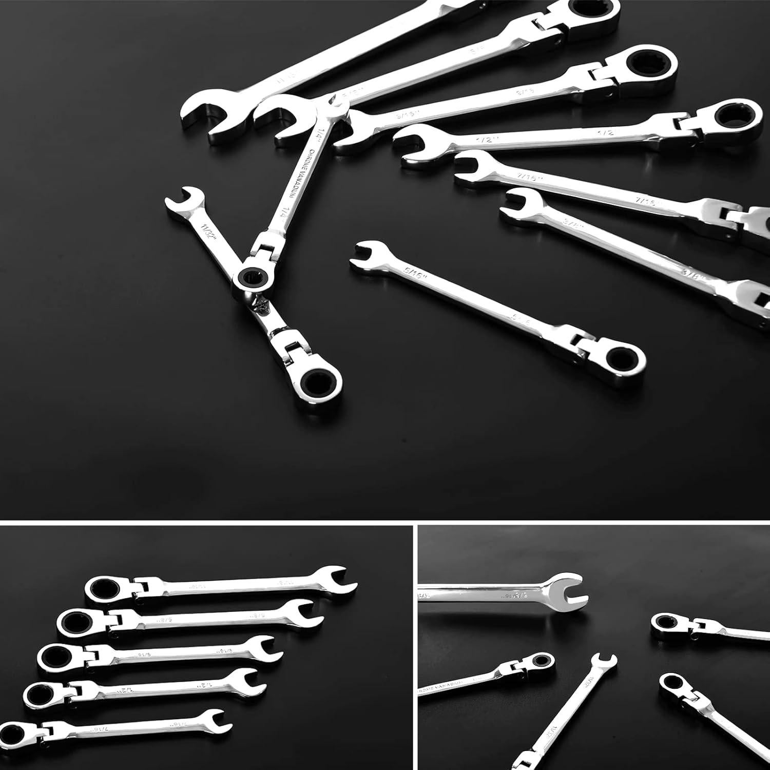 Juego de 12 llaves de carraca flexibles Qnkaa 6.35 a 22.23 mm