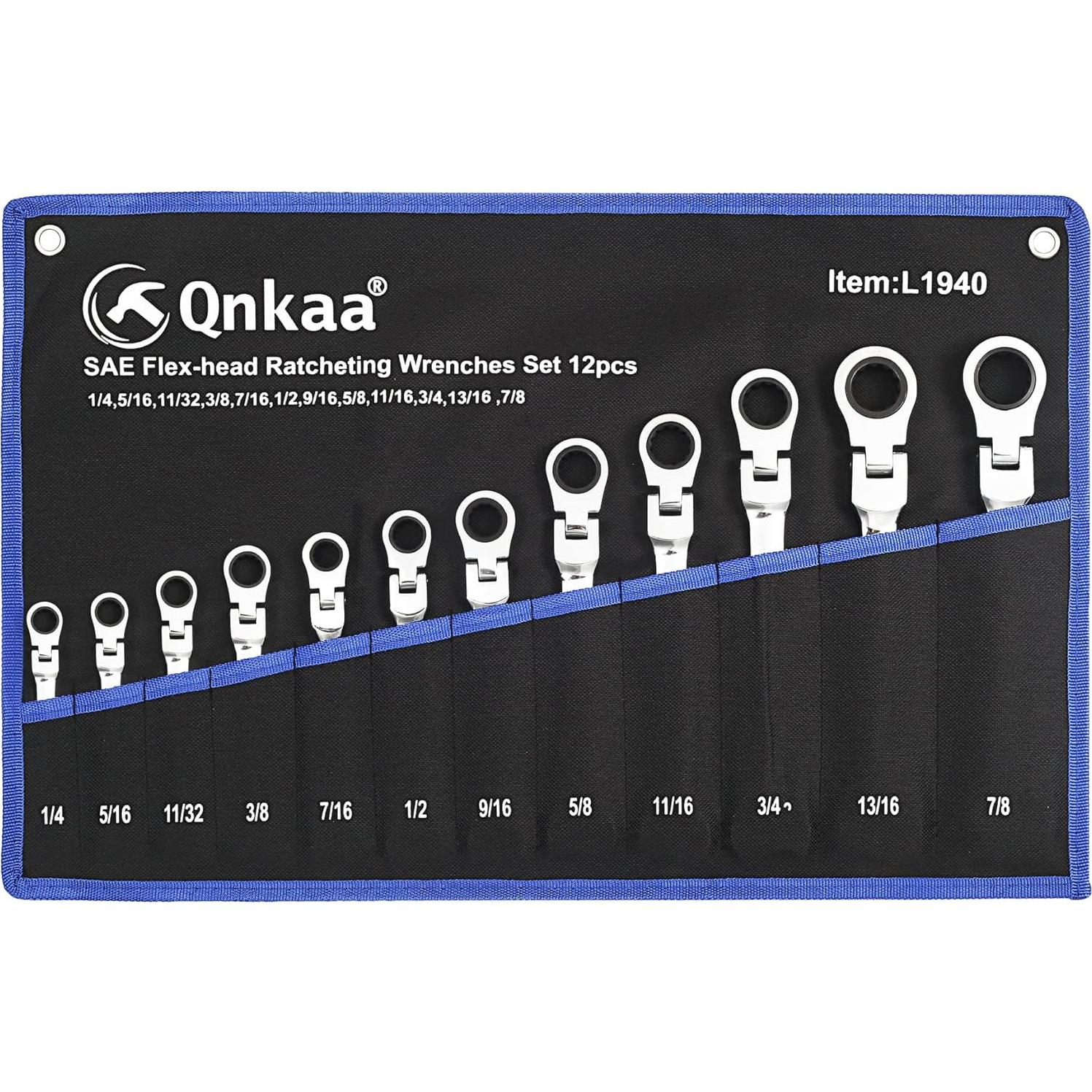 Juego de 12 llaves de carraca flexibles Qnkaa 6.35 a 22.23 mm