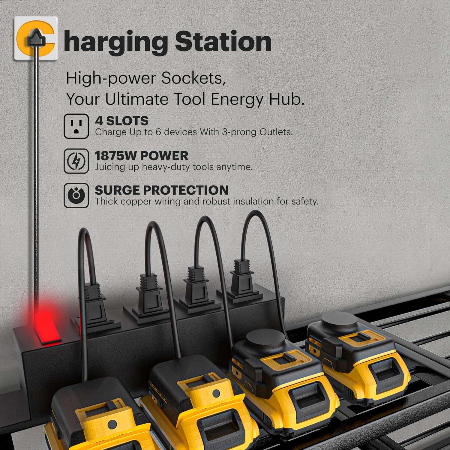 Organizador de Herramientas Spampur con Estación de Carga y 4 Estantes