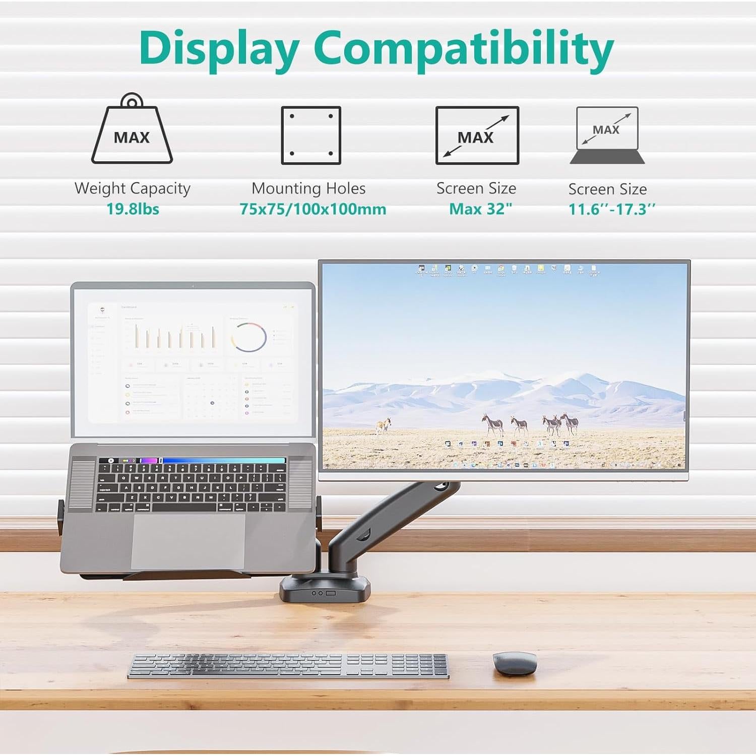 Soporte Doble para Laptop y Monitor WALI GSMP002LP Negro