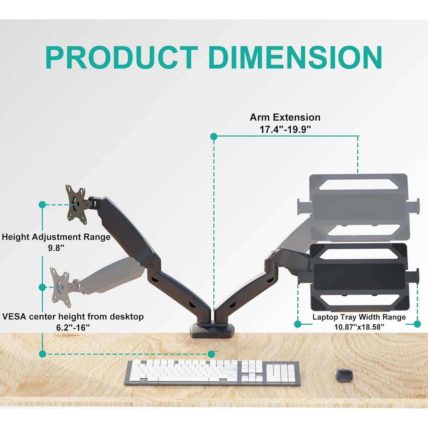 Soporte Doble para Laptop y Monitor WALI GSMP002LP Negro