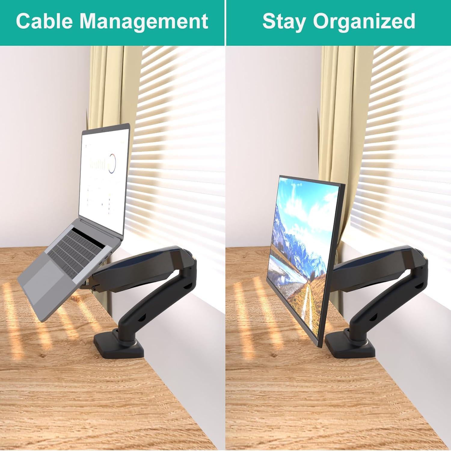 Soporte Doble para Laptop y Monitor WALI GSMP002LP Negro