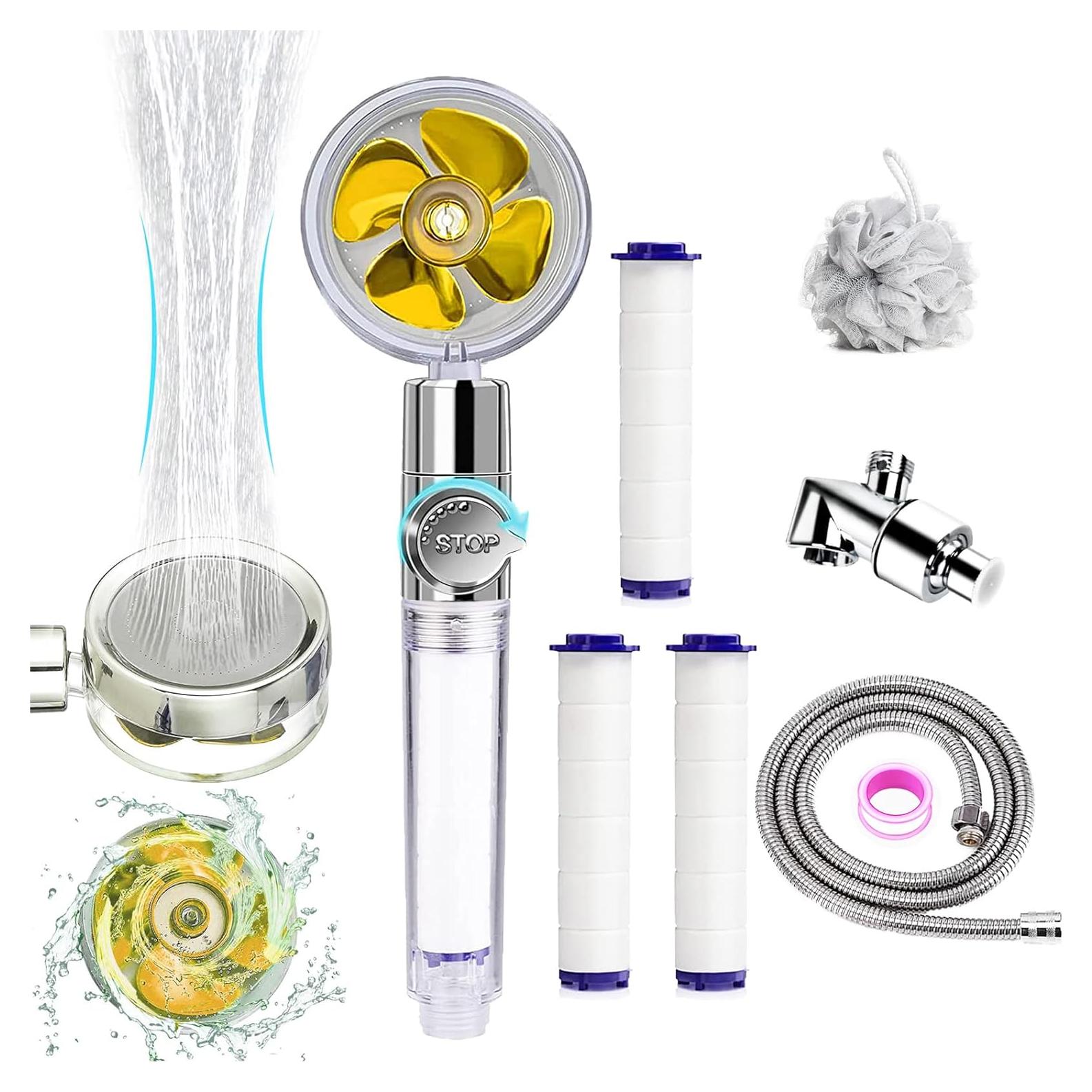 Cabezal de Ducha de Alta Presión Besititli con Filtro - Dorado