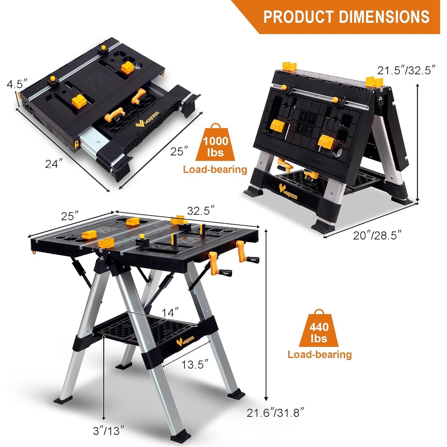 Banco de Trabajo Plegable WORKESS WB025 1000Lbs Ajustable