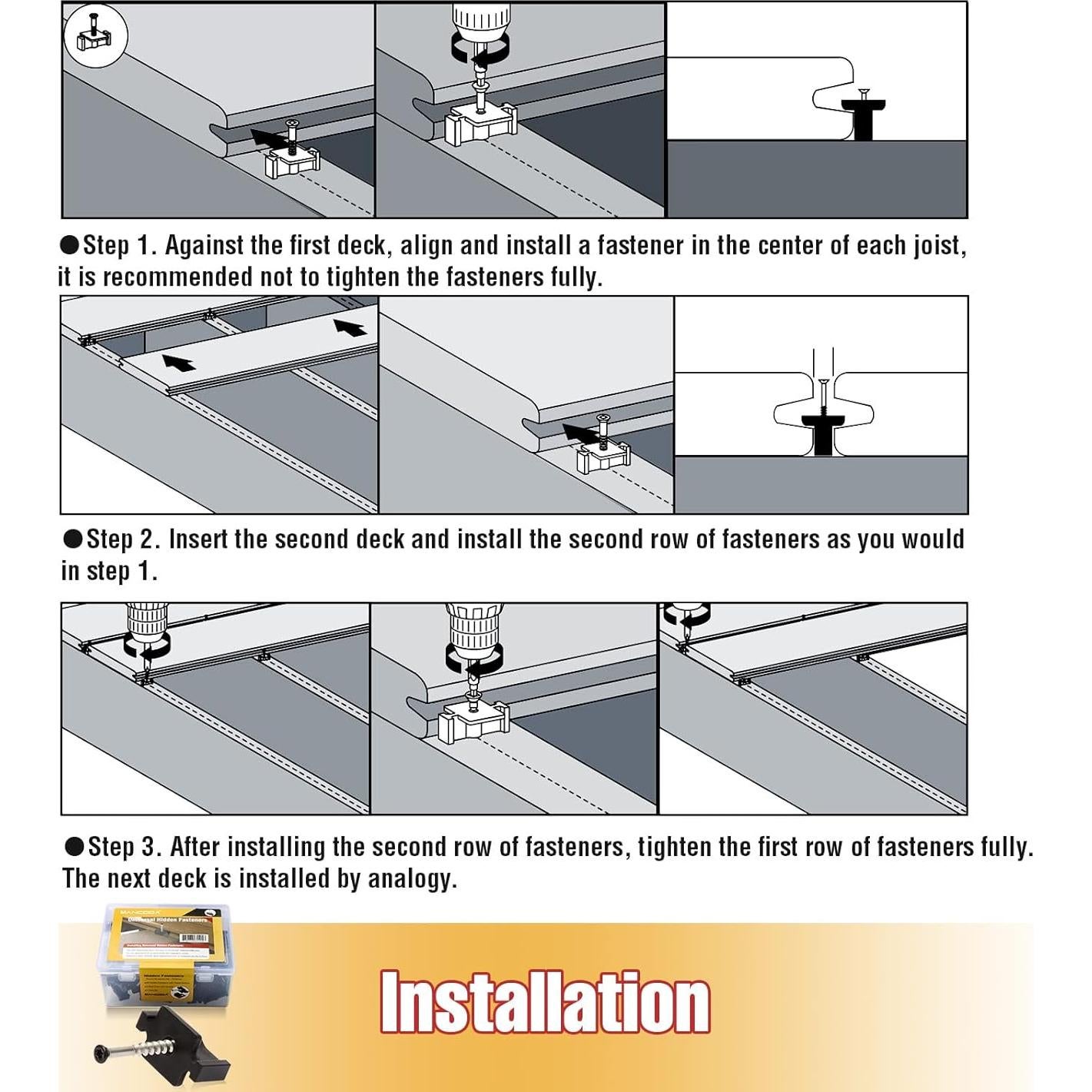 Sujetadores Ocultos ManCoda para Decking Compuesto - 90 Clips