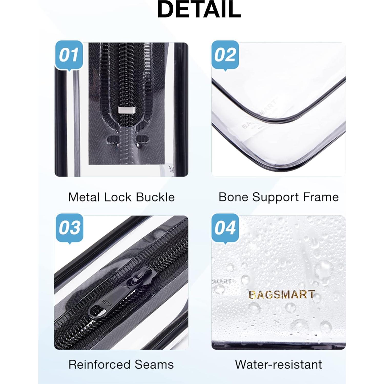 Bolsa de Aseo Transparente BAGSMART 2 Piezas TSA 20.8x15.2cm