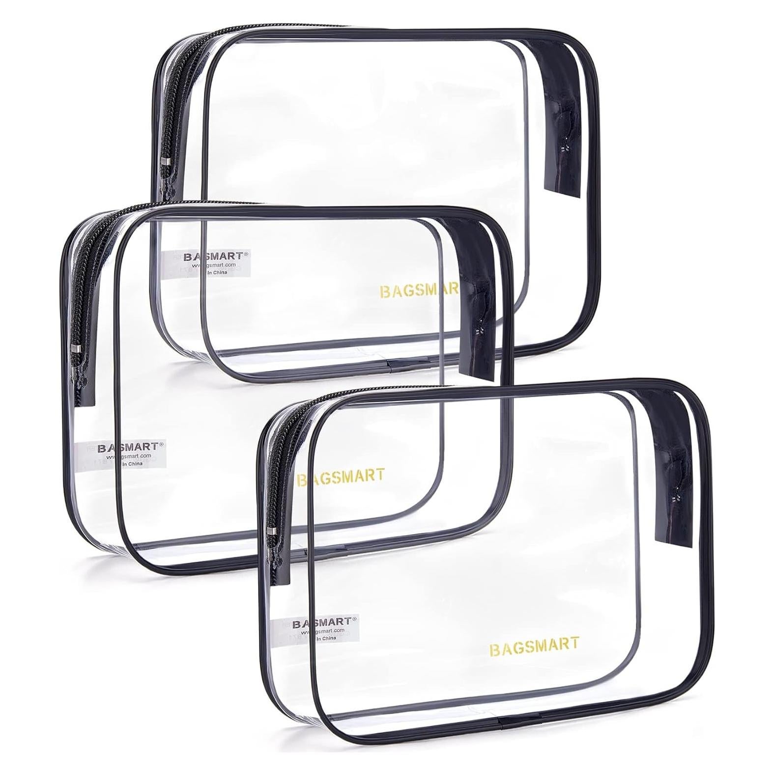 BAGSMART Bolsa de Aseo Transparente 3-Pack TSA 20.8x5.1x15.2cm
