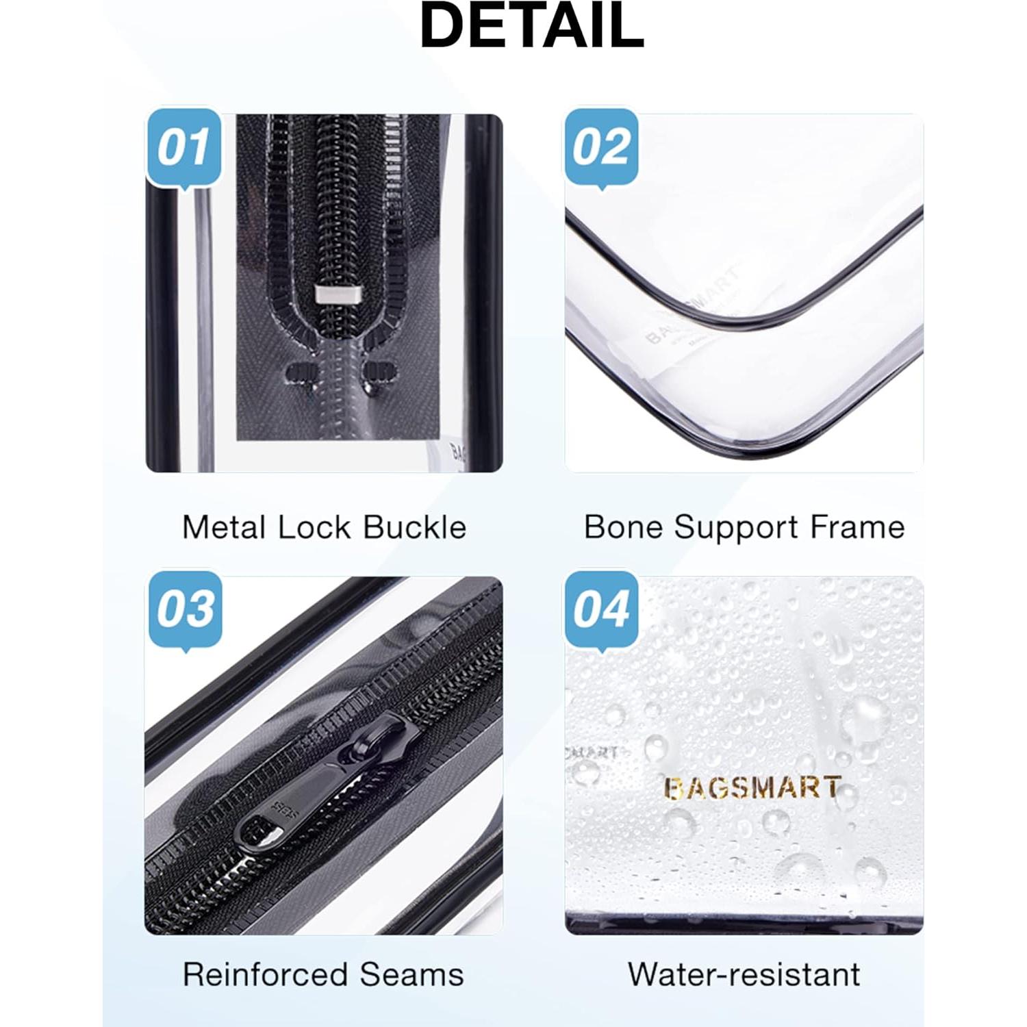 Bolsa de Aseo Transparente BAGSMART 2 Piezas TSA 20.8x15.2cm