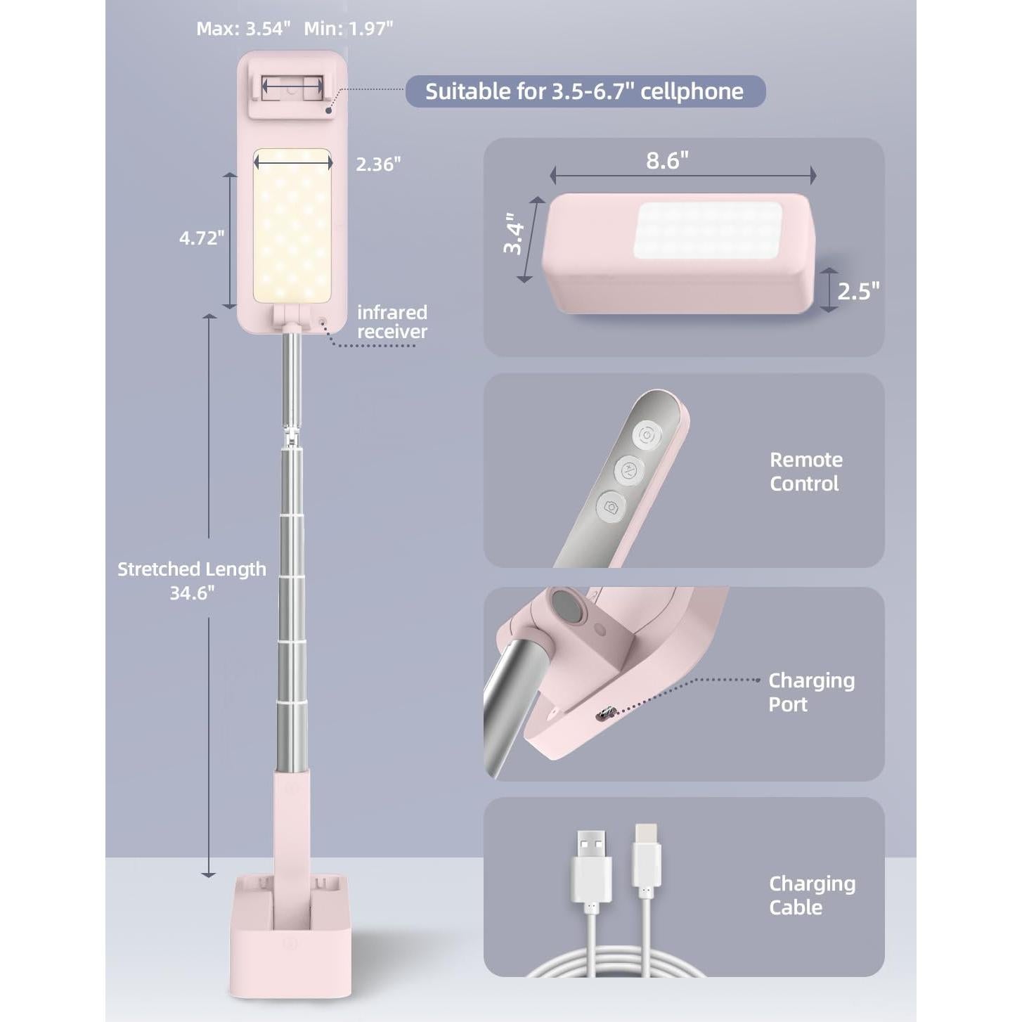 Soporte de Teléfono Plegable Woumlaiy WM-V10P con Luz LED