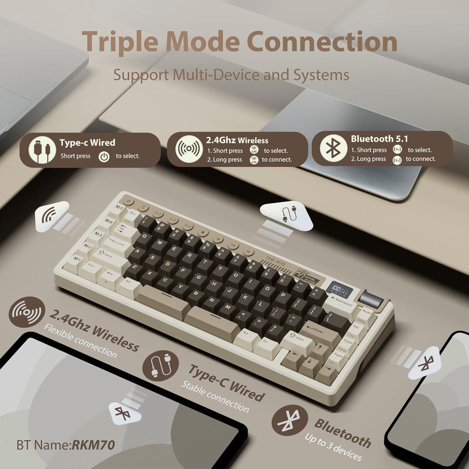 Teclado Mecánico Inalámbrico RK Royal Kludge M70 75% RGB