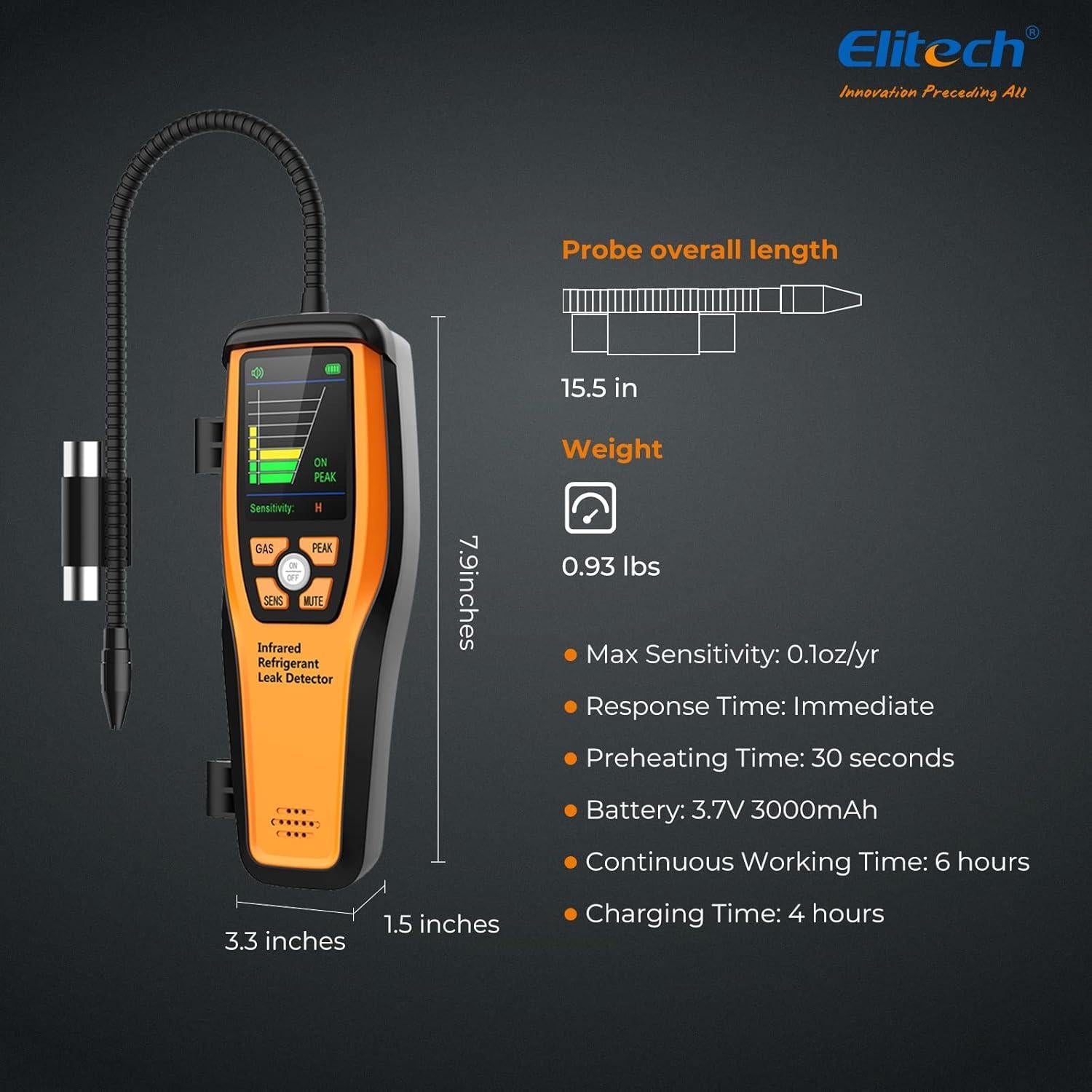 Detector de Fugas de Refrigerante Elitech ILD-300 Infrarrojo