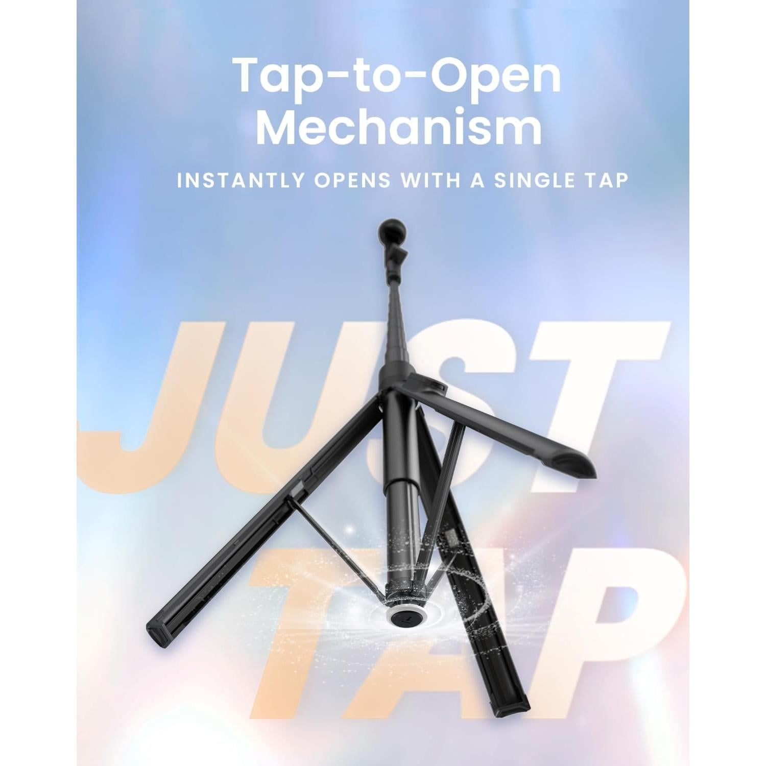 Automatic Tripod for iPhone, 66" Phone Tripod Selfie Stick for Cell Phone, Tripod Stand with Remote for Video Recording, Black