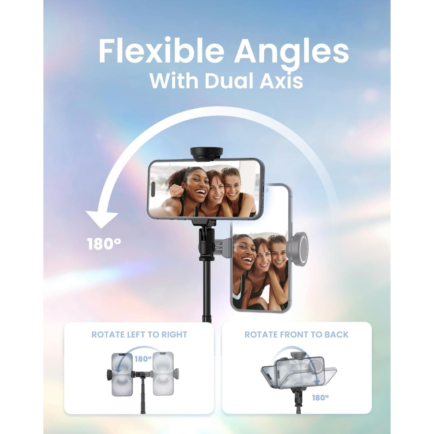 Automatic Tripod for iPhone, 66" Phone Tripod Selfie Stick for Cell Phone, Tripod Stand with Remote for Video Recording, Black