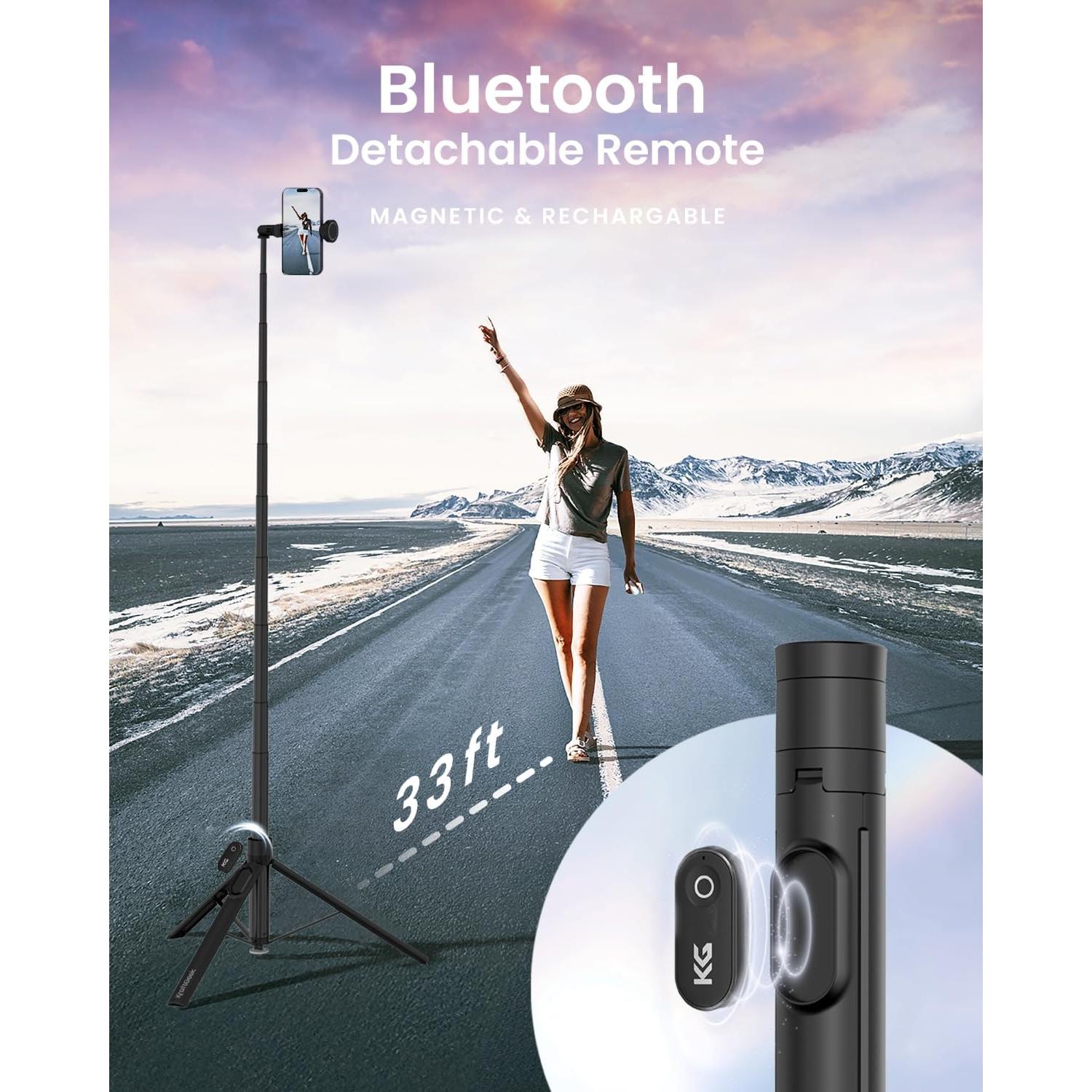 Automatic Tripod for iPhone, 66" Phone Tripod Selfie Stick for Cell Phone, Tripod Stand with Remote for Video Recording, Black