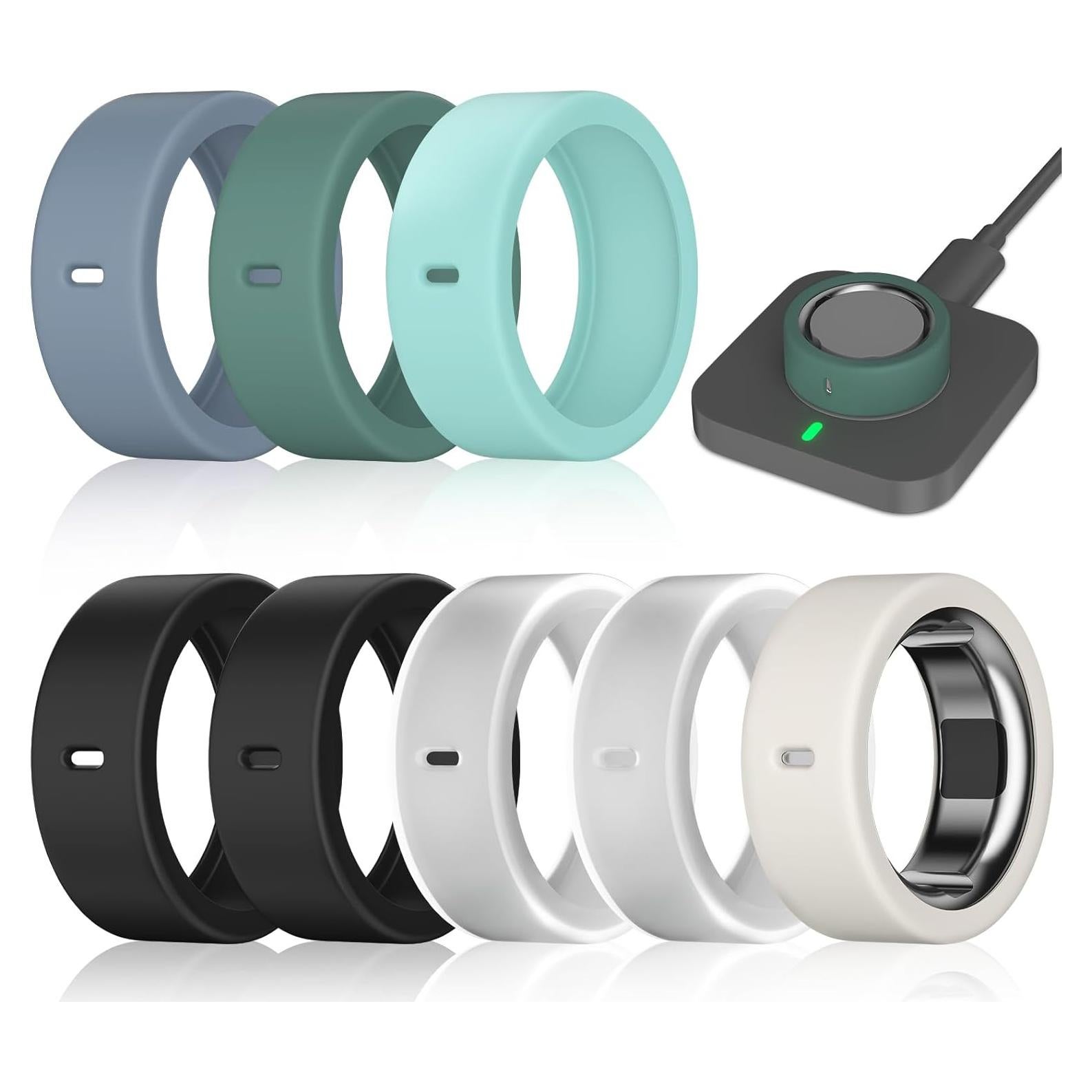 8 Pack Ring Cover Compatible with Oura Ring Gen 4/Oura Ring Gen 3 Horizon/Gen 3 Heritage, Surport Charging with Cover on, Anti-Scratch Elastic Silicone Ring Protector for Men Women Working Out Gym