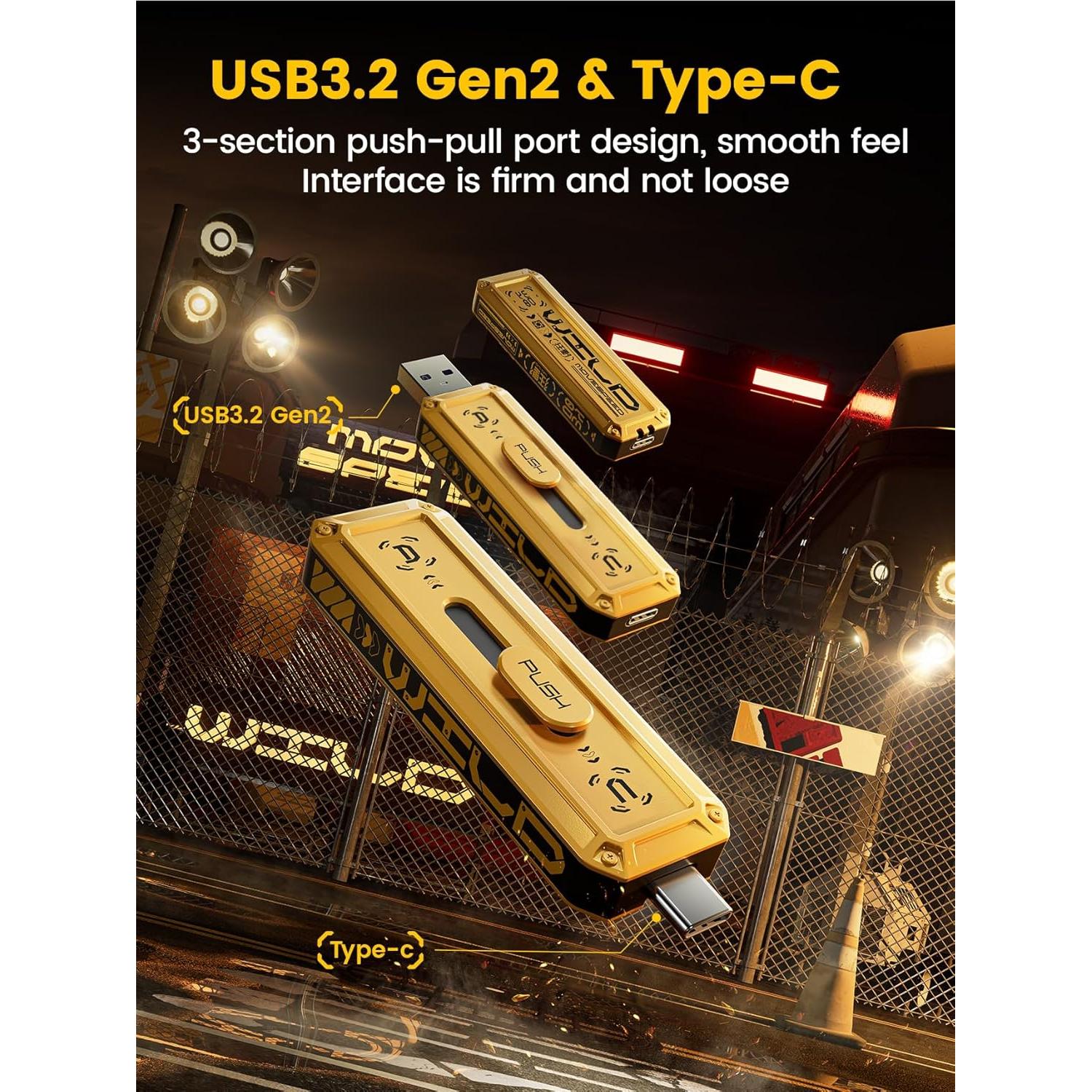 SSD Externo MOVESPEED WD10 128GB USB 3.2 1000MB/s Oro