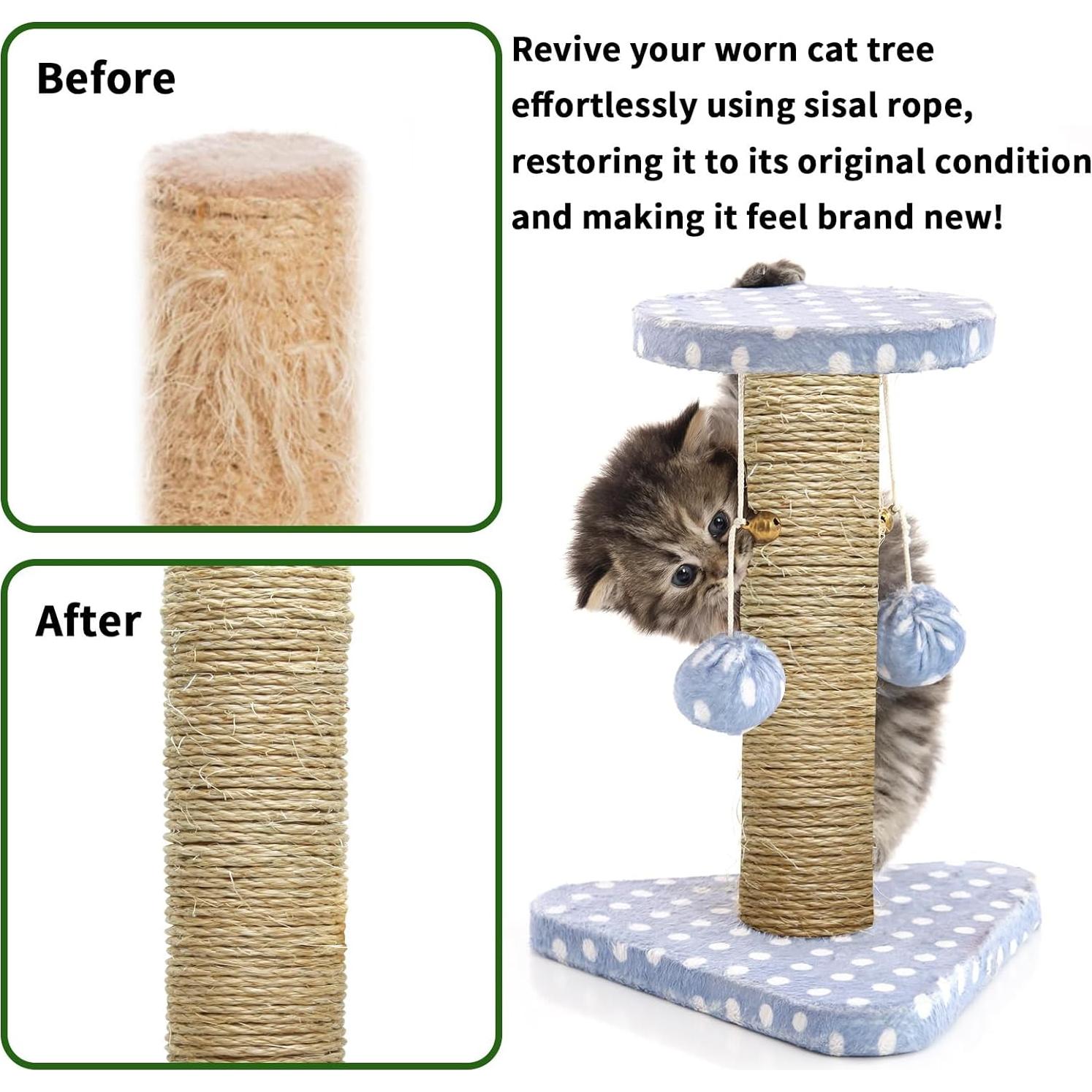 Cuerda de Sisal Natural 4mm - 50m para Rascadores de Gatos