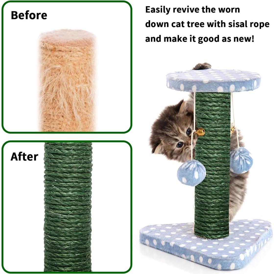 Cuerda de Sisal Verde 6mm x 10m para Rascadores de Gato